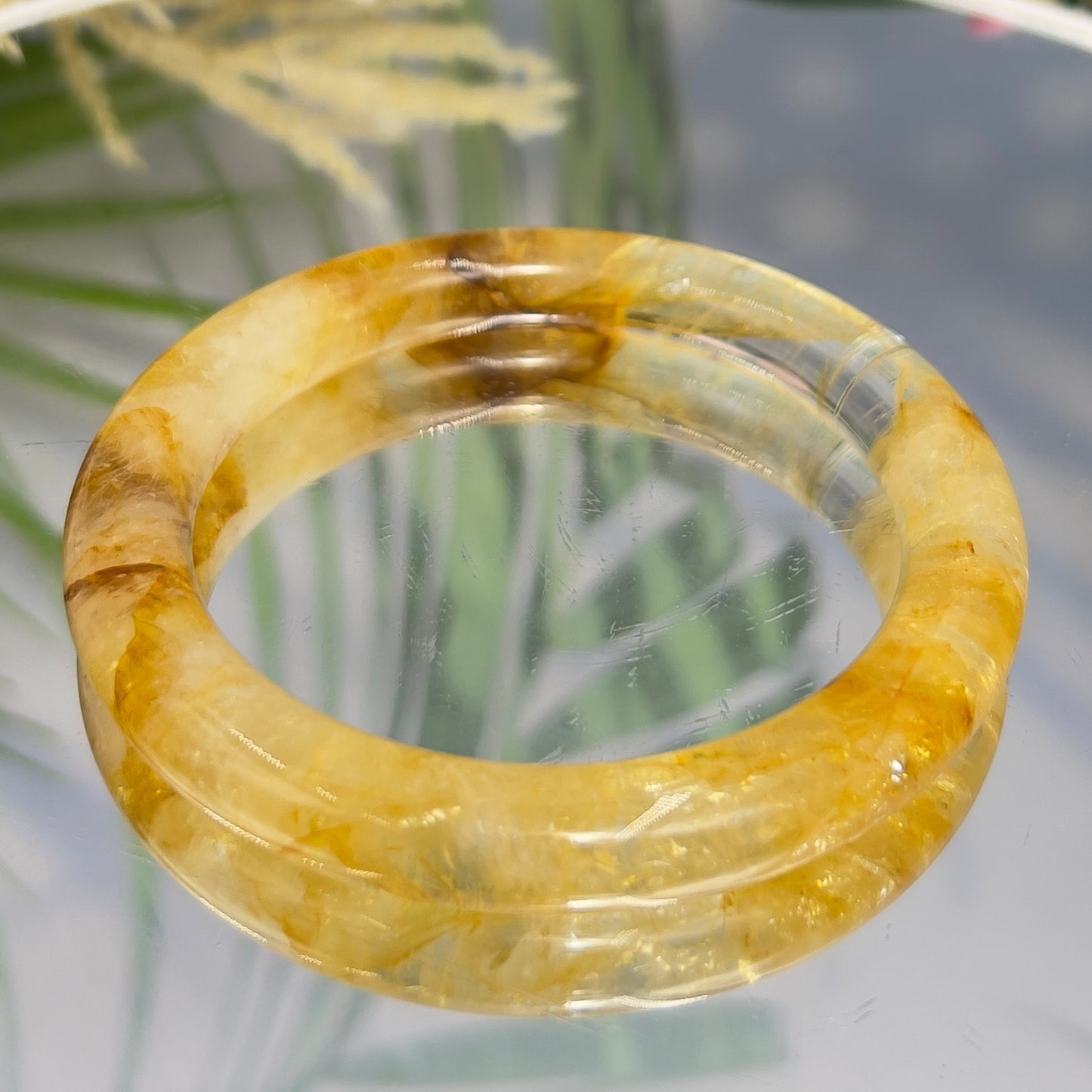 Golden Healer Quartz Bangle Gemstone Jewellery Wearable Crystal 60mm Diameter