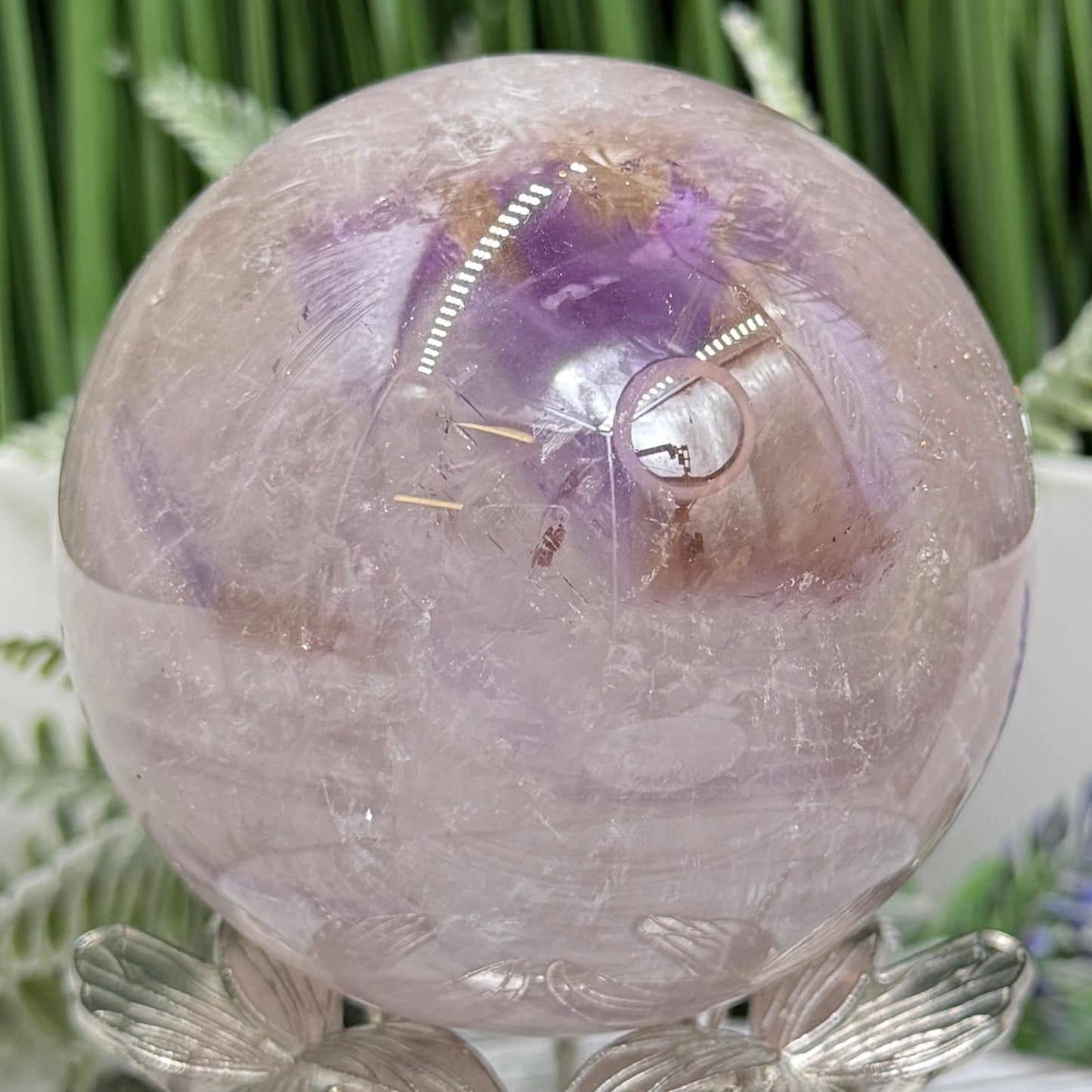 Ametrine Quartz Sphere Amethyst with Citrine Natural Crystal Ball 565g 74mm
