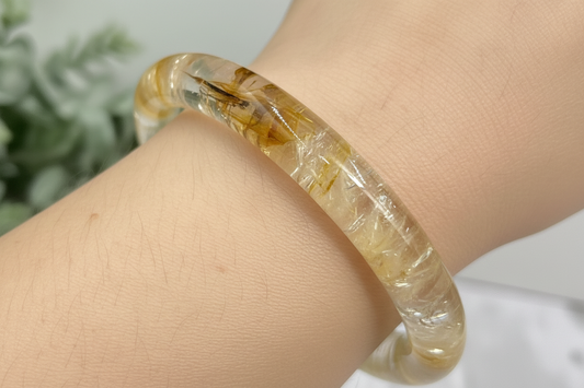 Golden Healer Quartz Bangle Gemstone Jewellery Wearable Crystal 61mm Diameter