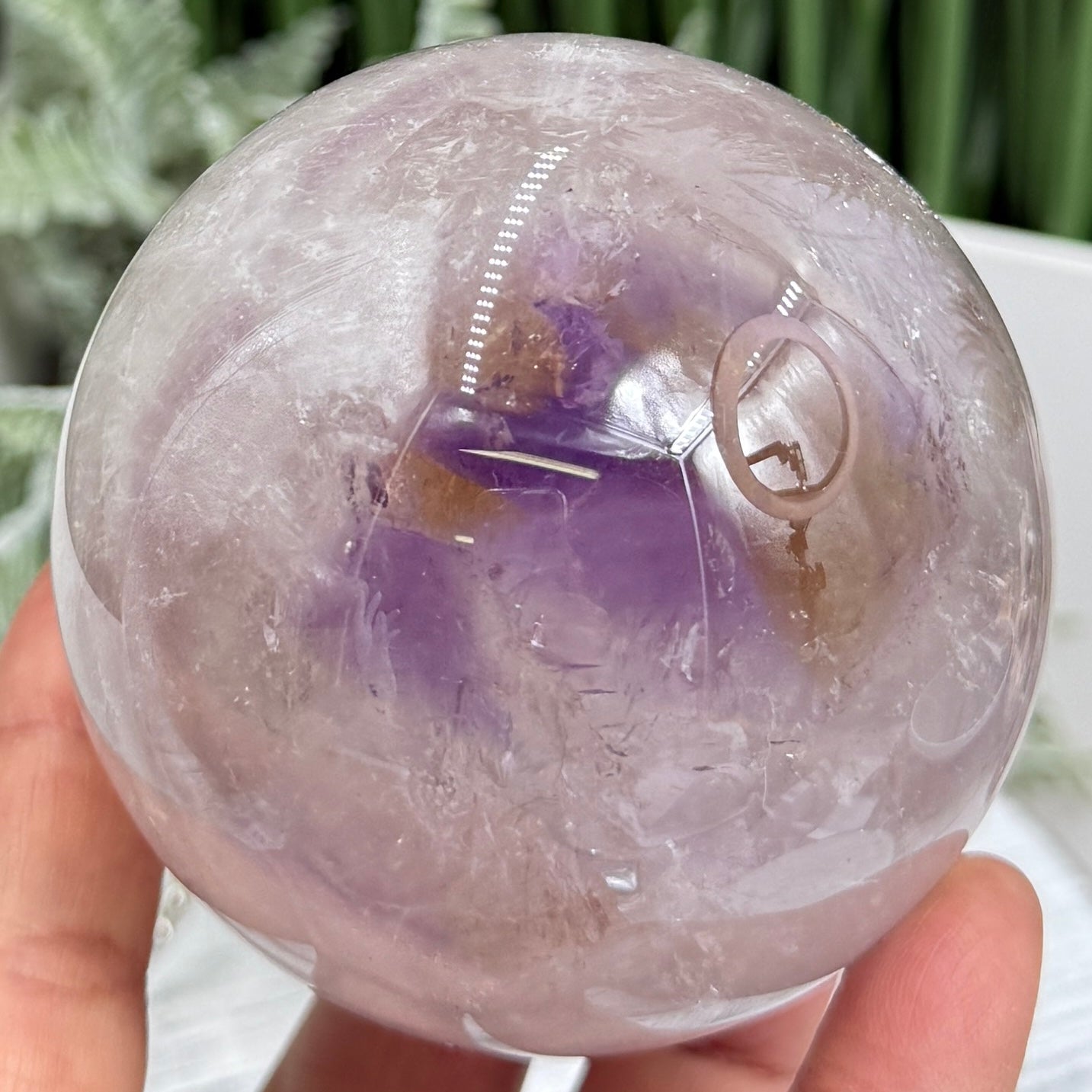 Ametrine Quartz Sphere Amethyst with Citrine Natural Crystal Ball 565g 74mm
