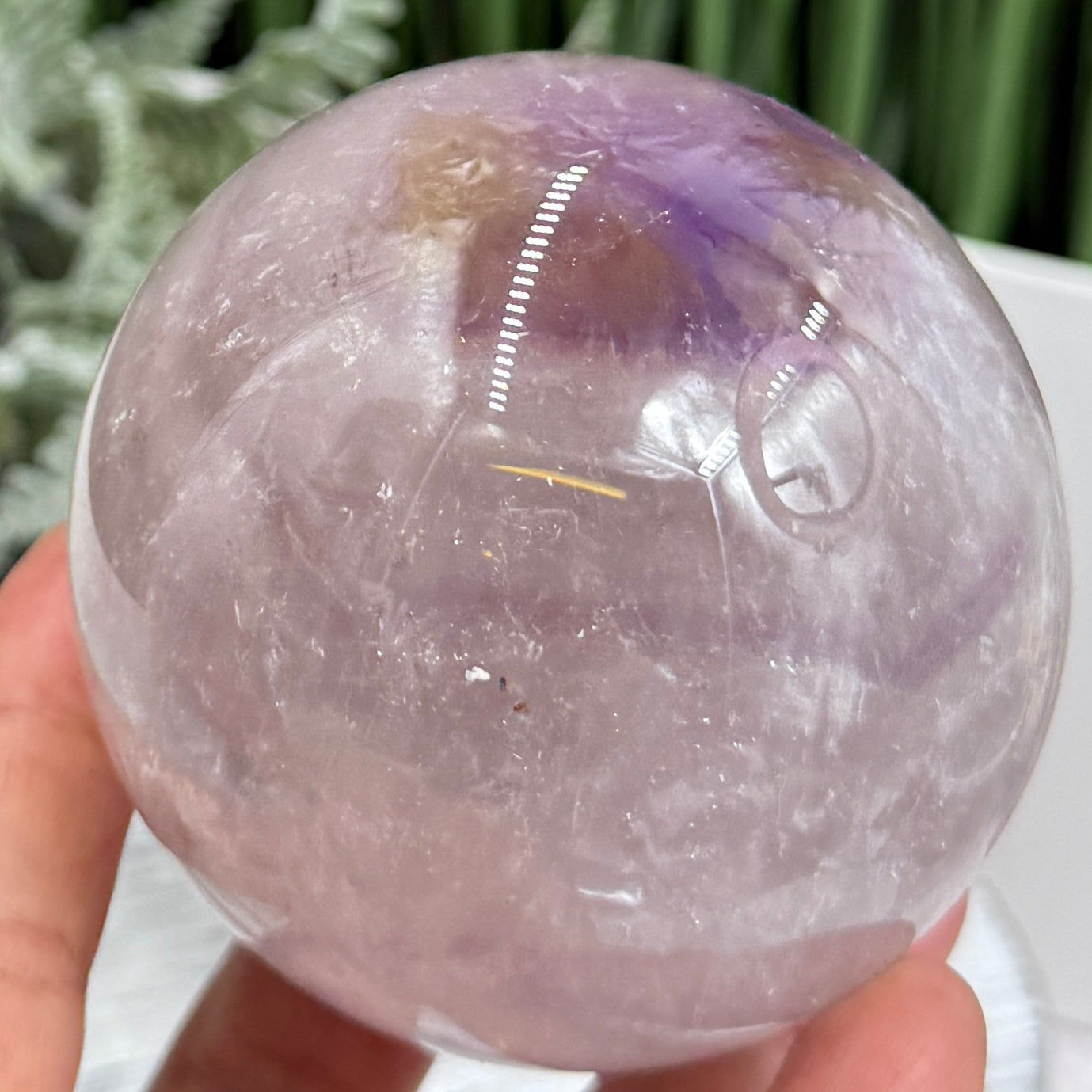 Ametrine Quartz Sphere Amethyst with Citrine Natural Crystal Ball 565g 74mm