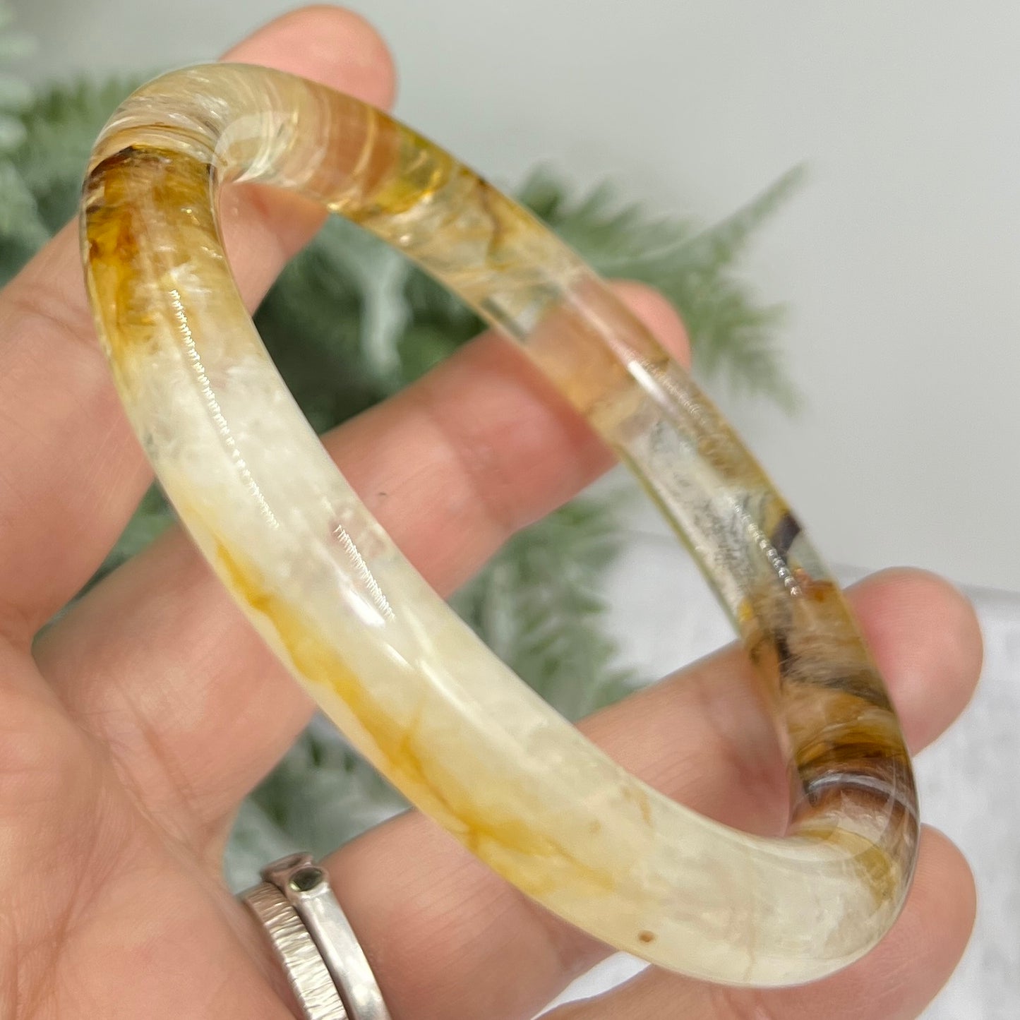 Golden Healer Quartz Bangle Gemstone Jewellery Wearable Crystal 61mm Diameter