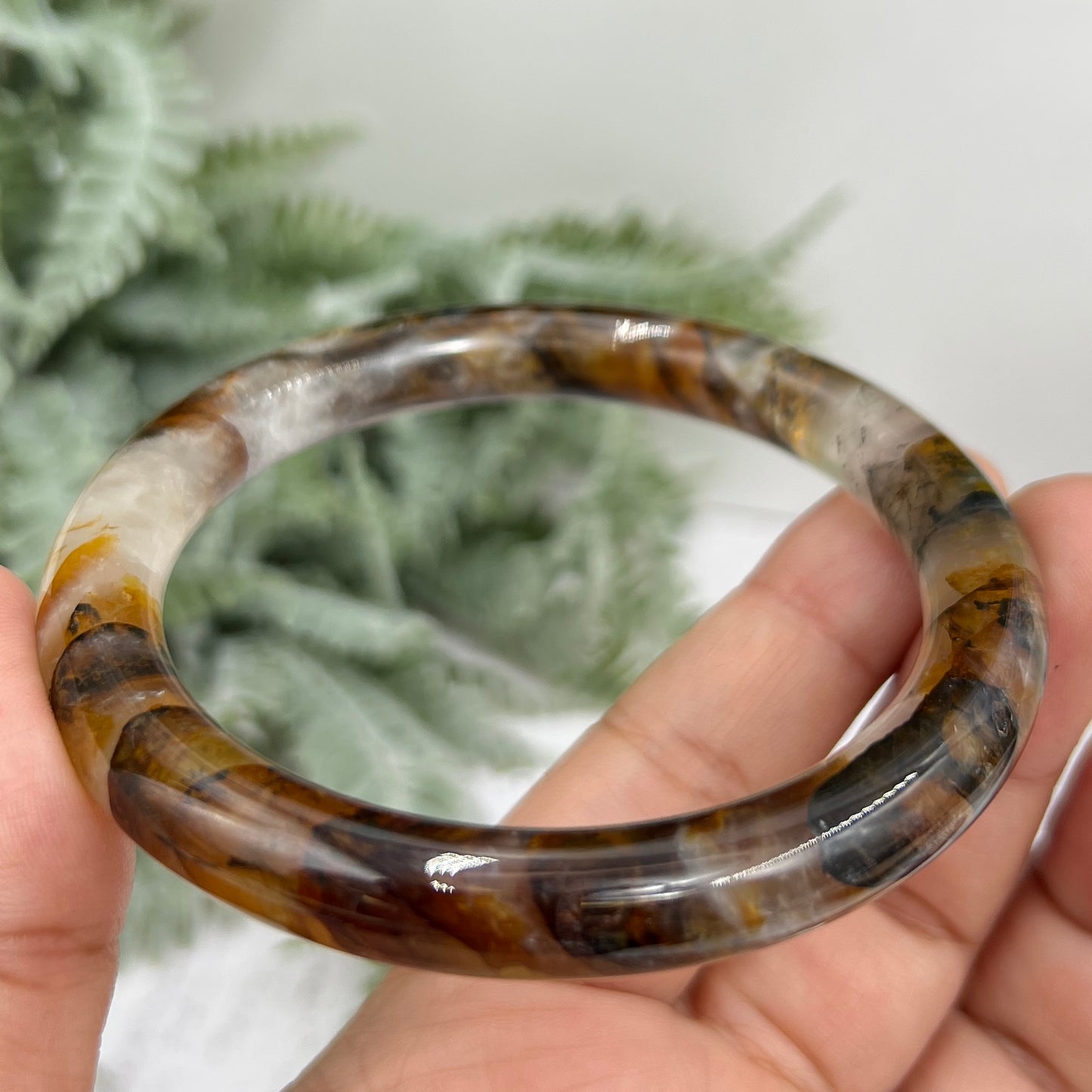 Golden Healer Quartz Bangle Gemstone Jewellery Wearable Crystal 61mm Diameter
