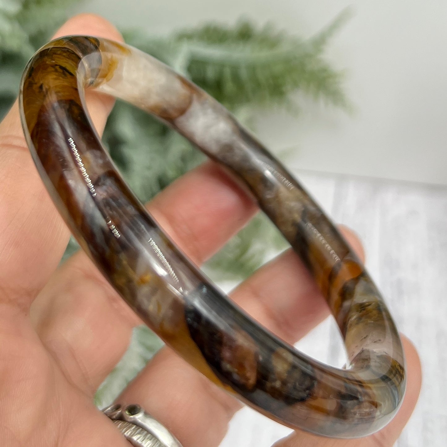 Golden Healer Quartz Bangle Gemstone Jewellery Wearable Crystal 61mm Diameter