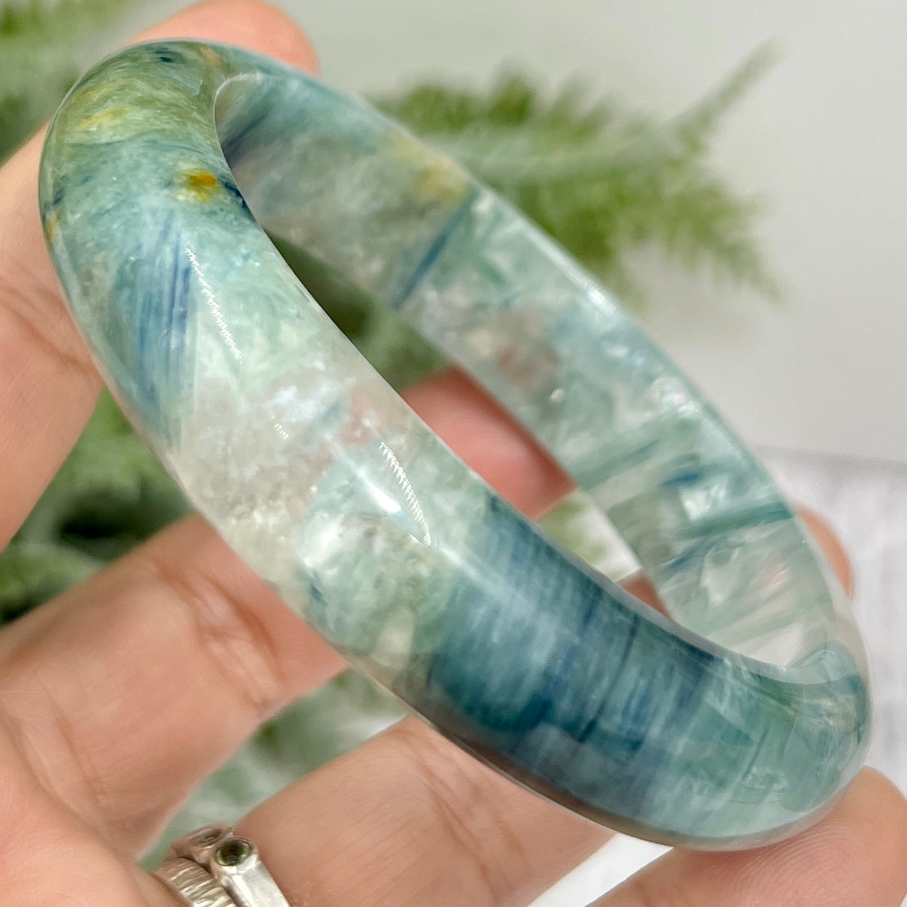 Chrysocolla Quartz Bangle Gemstone Jewellery Crystal 58mm Diameter