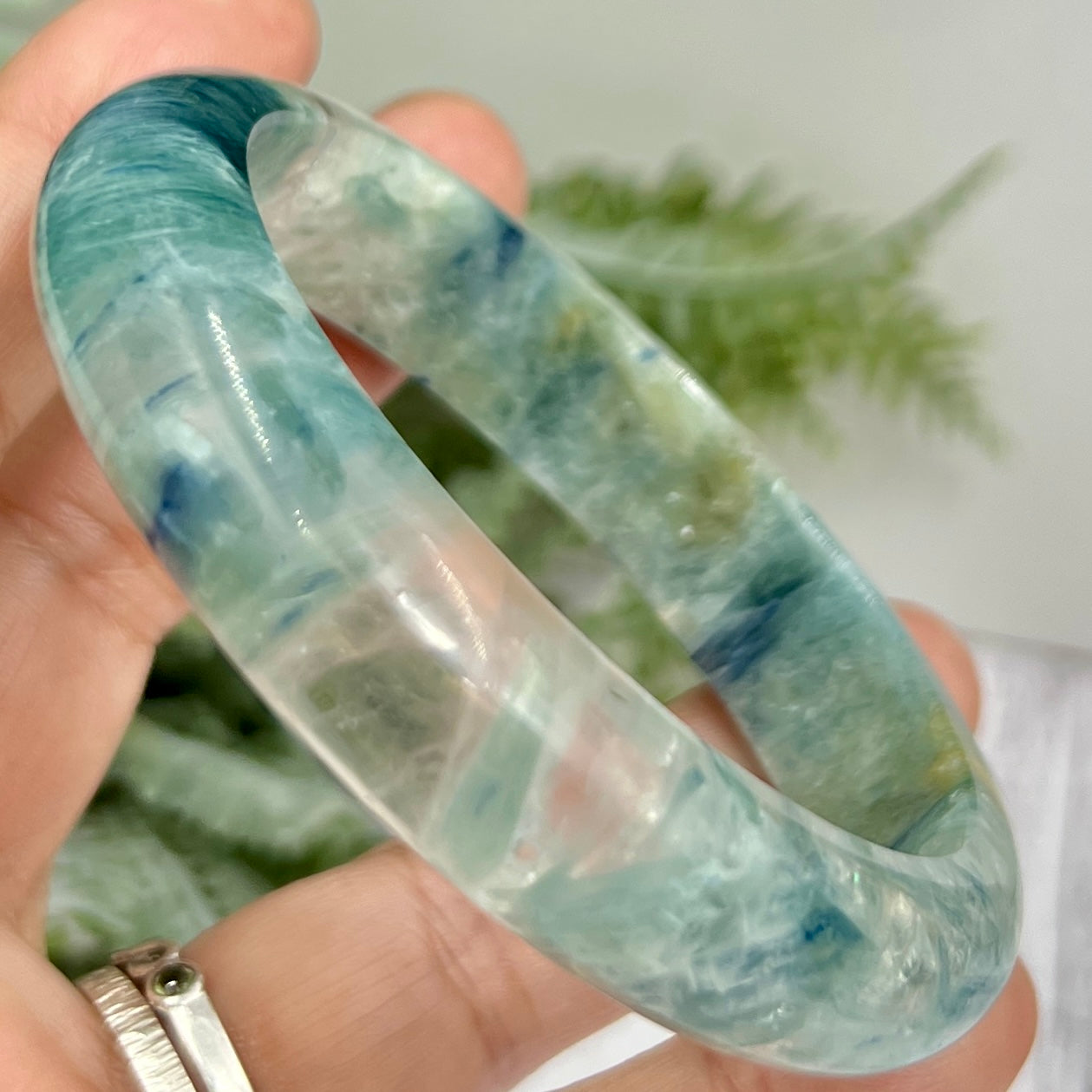Chrysocolla Quartz Bangle Gemstone Jewellery Crystal 58mm Diameter