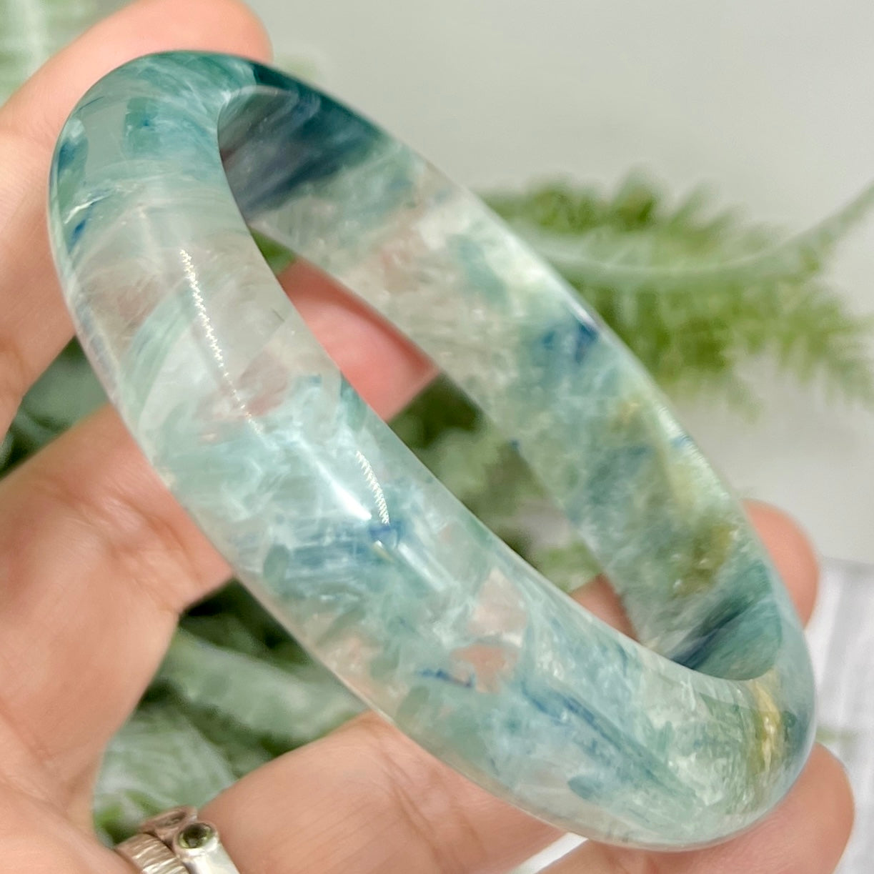Chrysocolla Quartz Bangle Gemstone Jewellery Crystal 58mm Diameter