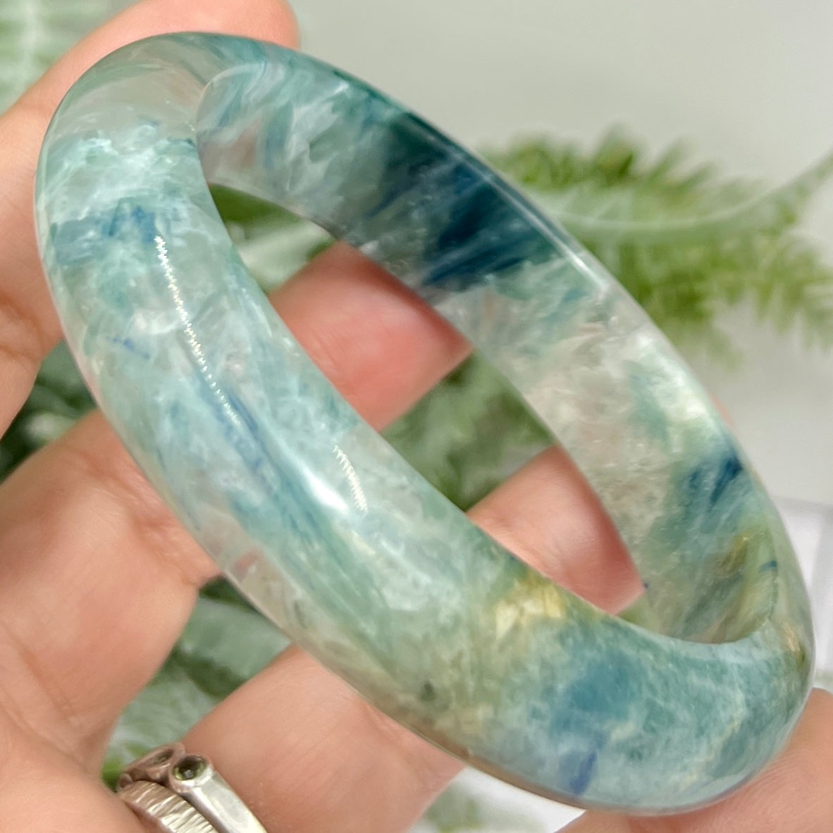 Chrysocolla Quartz Bangle Gemstone Jewellery Crystal 58mm Diameter