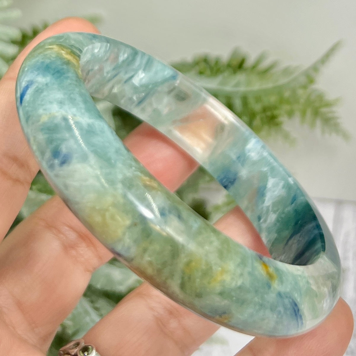Chrysocolla Quartz Bangle Gemstone Jewellery Crystal 58mm Diameter