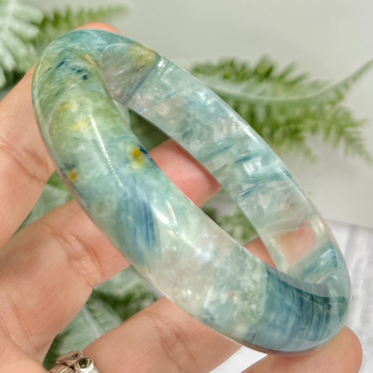 Chrysocolla Quartz Bangle Gemstone Jewellery Crystal 58mm Diameter