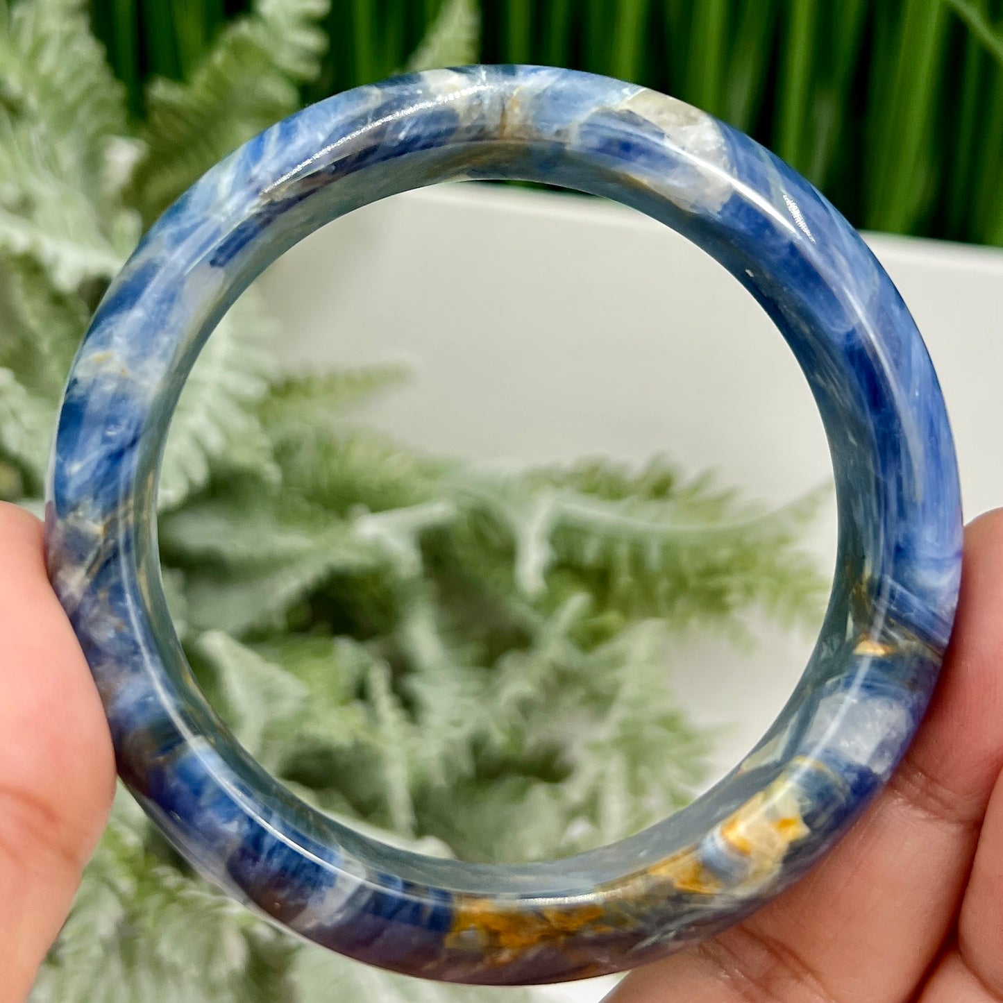 Blue Kyanite Mica Bangle High Quality RARE Crystal Jewellery 57mm Diameter