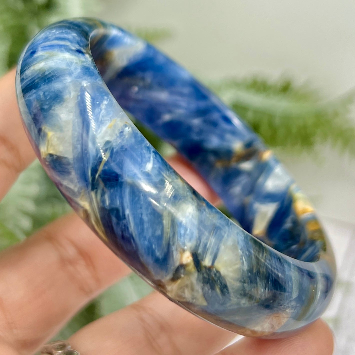 Blue Kyanite Mica Bangle High Quality RARE Crystal Jewellery 57mm Diameter