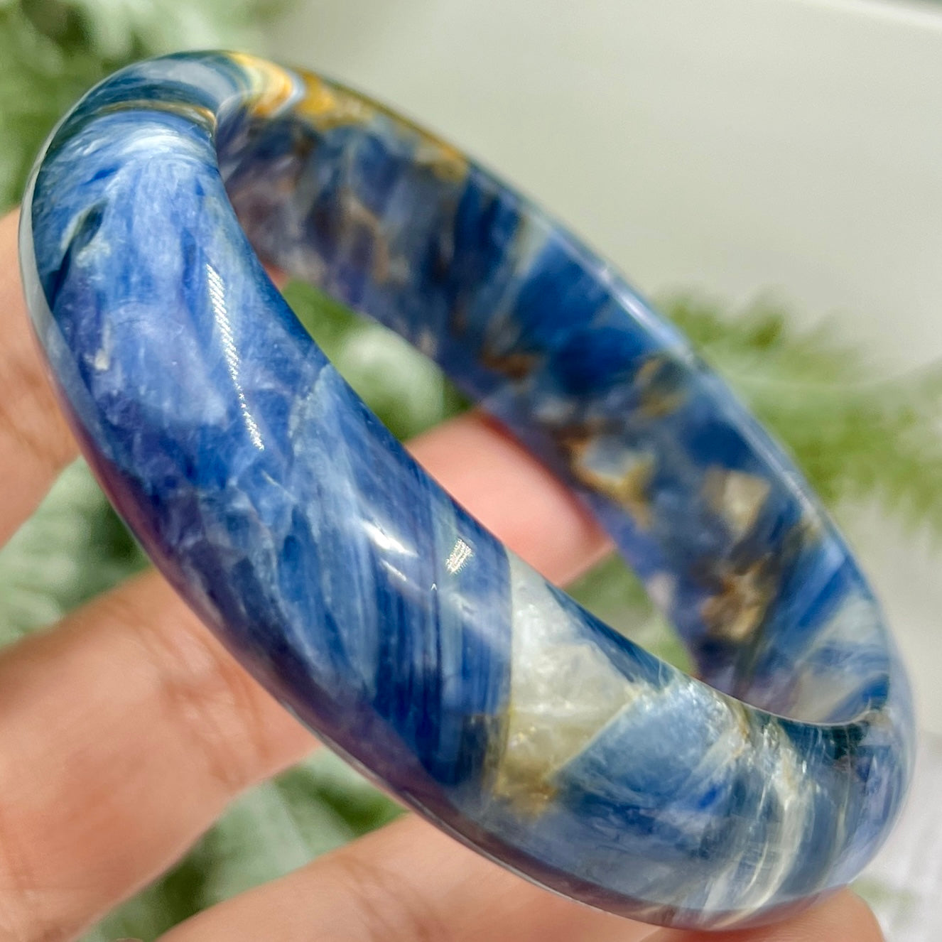 Blue Kyanite Mica Bangle High Quality RARE Crystal Jewellery 57mm Diameter