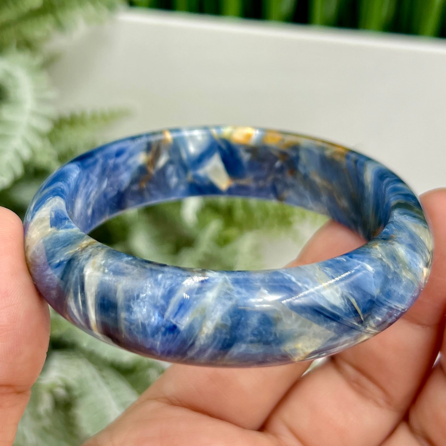 Blue Kyanite Mica Bangle High Quality RARE Crystal Jewellery 57mm Diameter