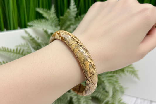 Picture Jasper Gemstone Bangle Wearable Crystal Jewellery 63mm Diameter