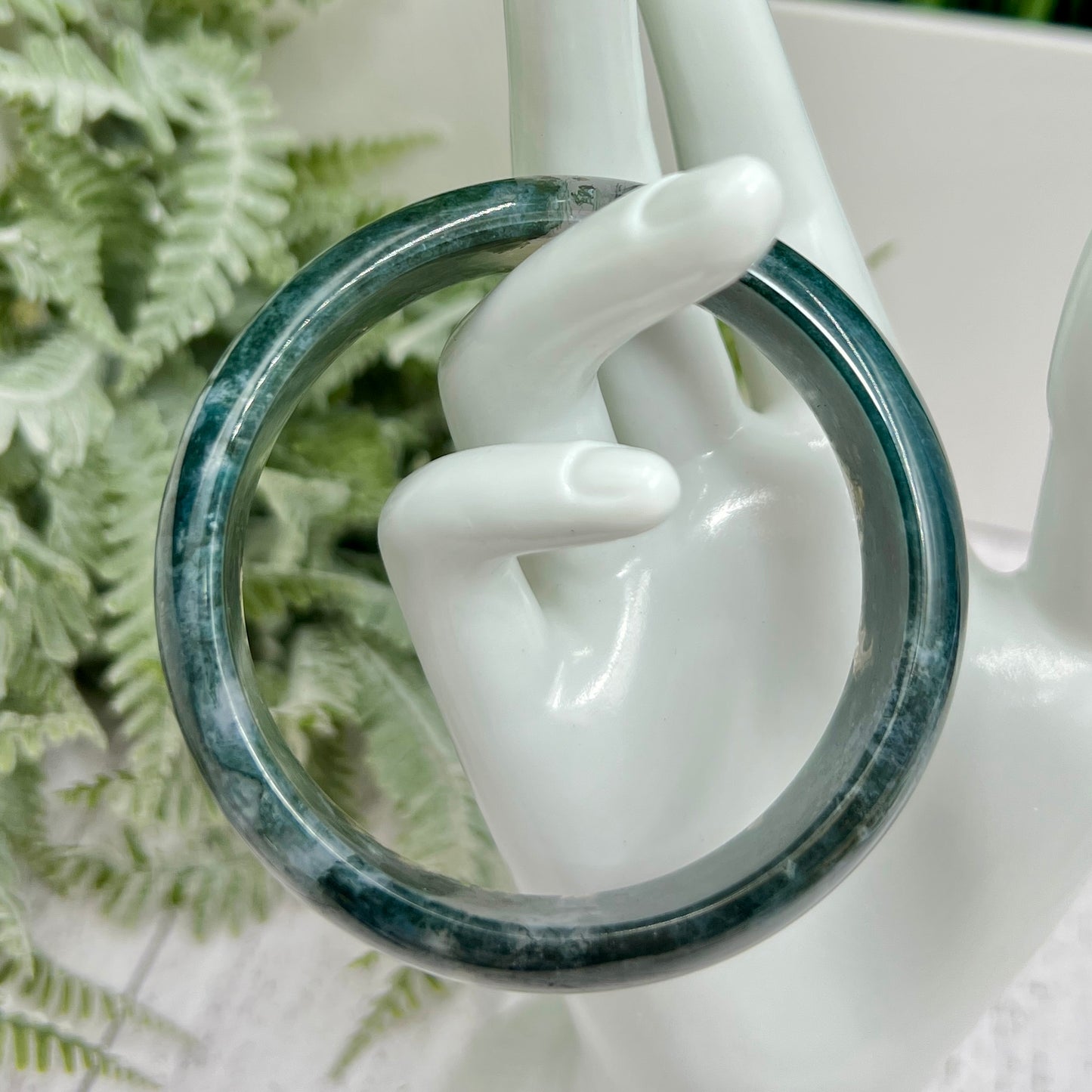 Moss Agate Bangle Gemstone Wearable Crystal Jewellery 61mm Diameter