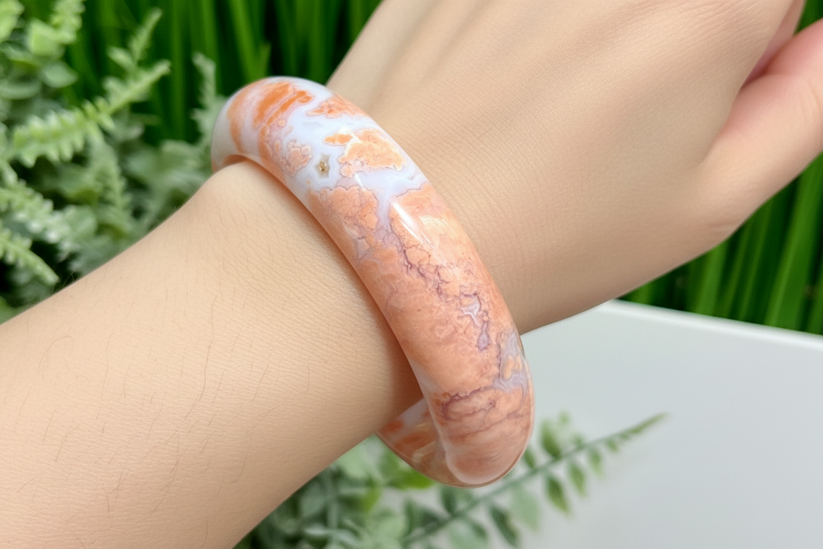 Pink Cotton Candy Druzy Agate Bangle Crystal Jewellery Gemstone 58mm