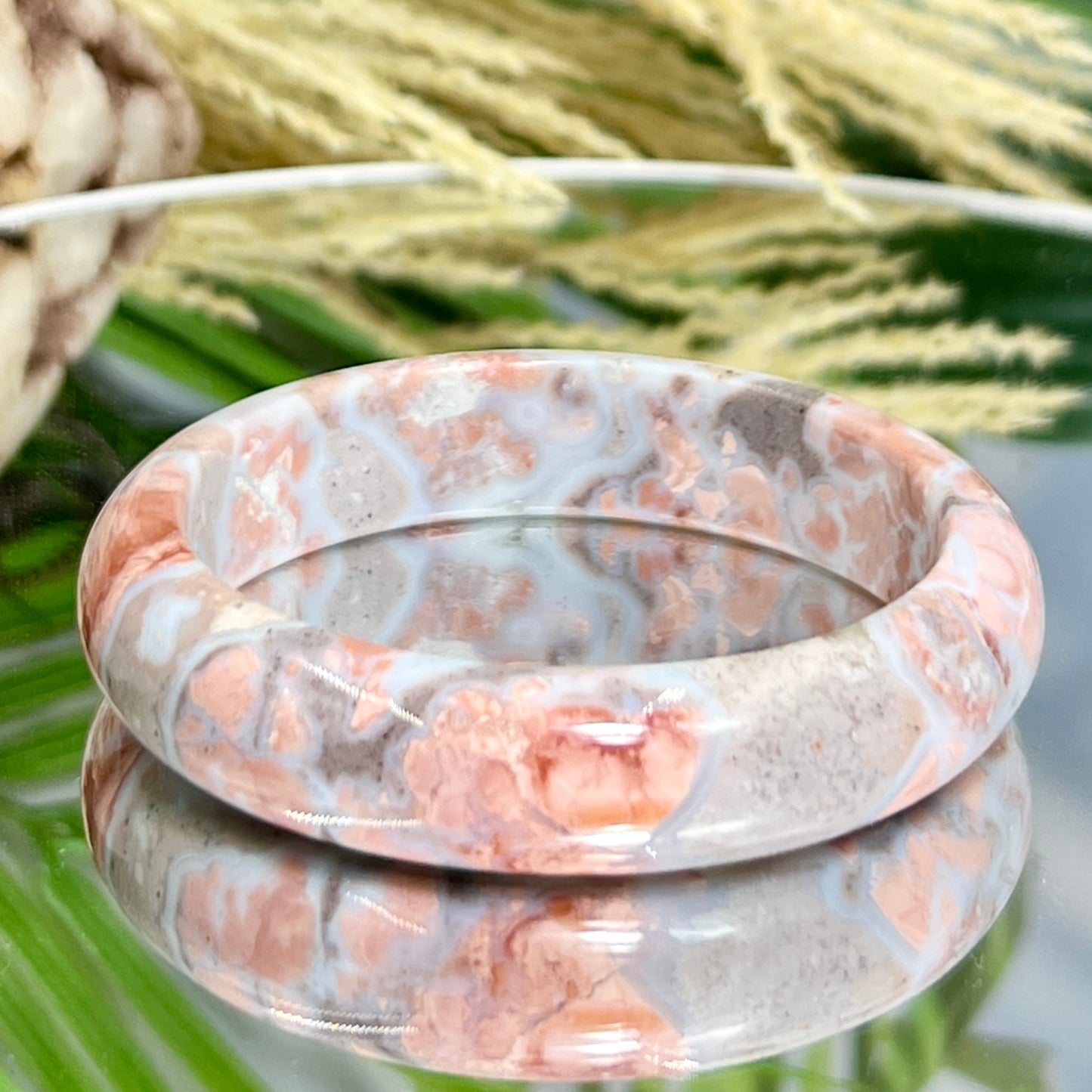 Pink Cotton Candy Druzy Agate Bangle Crystal Jewellery Gemstone 59mm