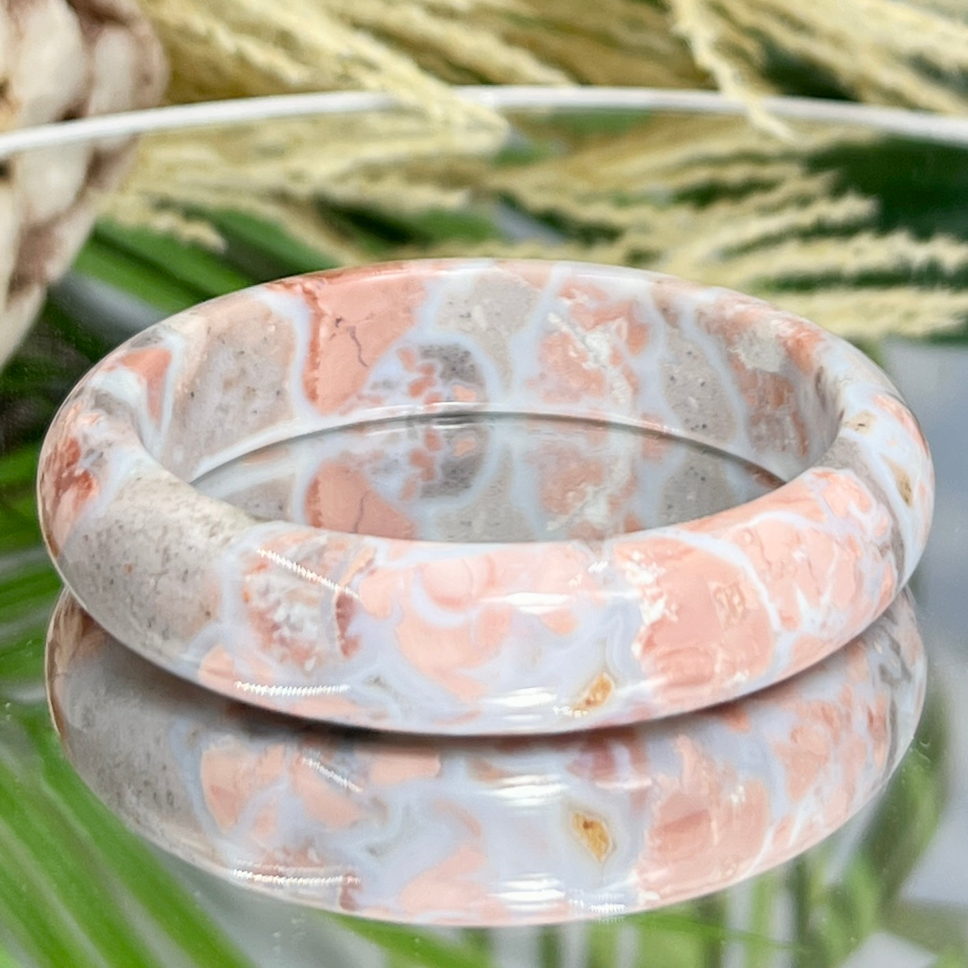 Pink Cotton Candy Druzy Agate Bangle Crystal Jewellery Gemstone 59mm