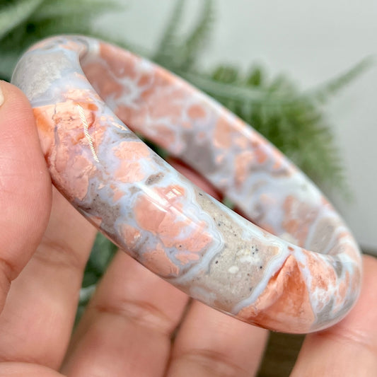 Pink Cotton Candy Druzy Agate Bangle Crystal Jewellery Gemstone 59mm