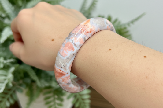 Pink Cotton Candy Druzy Agate Bangle Crystal Jewellery Gemstone 59mm