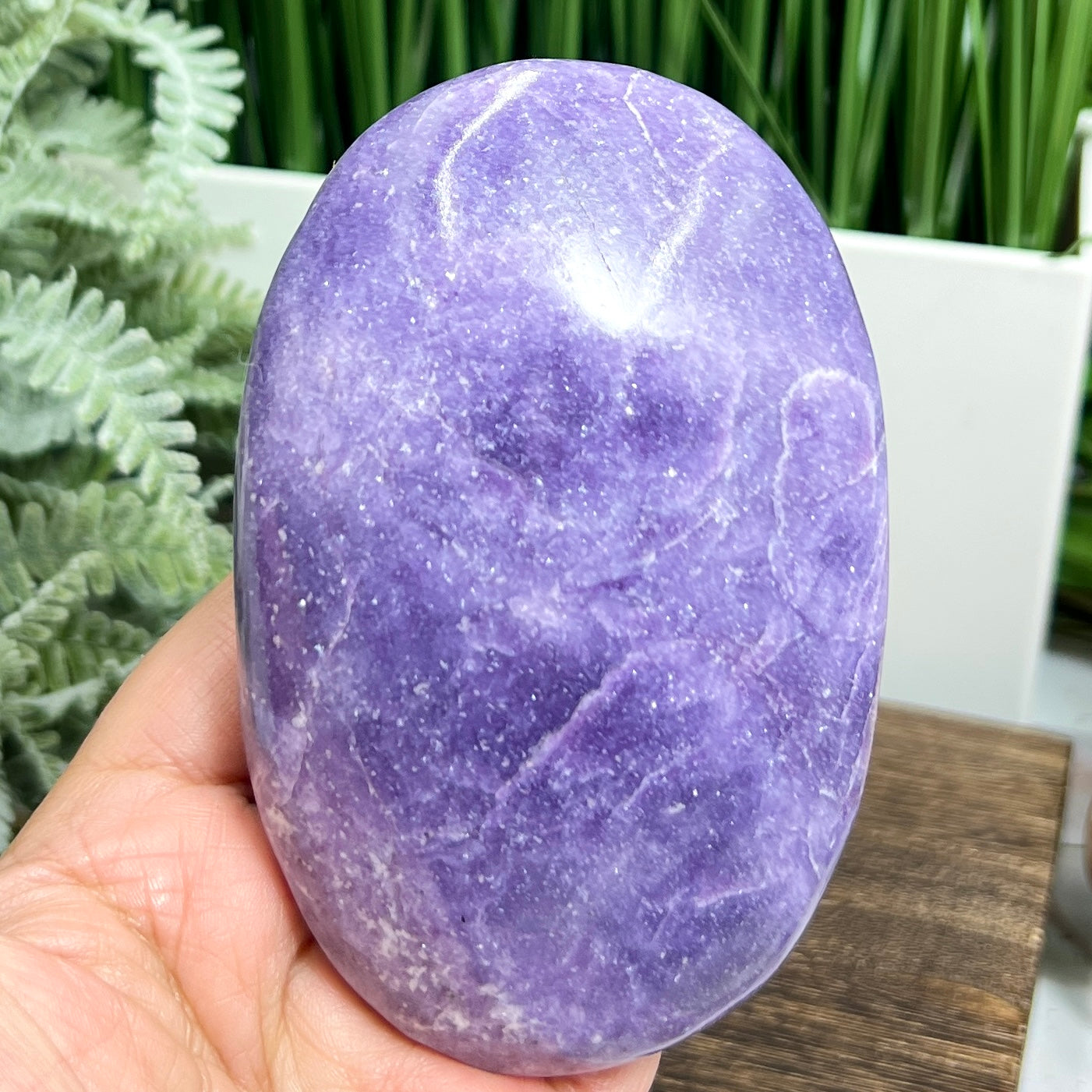 Lepidolite Purple Mica Extra Large Palm Stone Meditation Crystal 500g