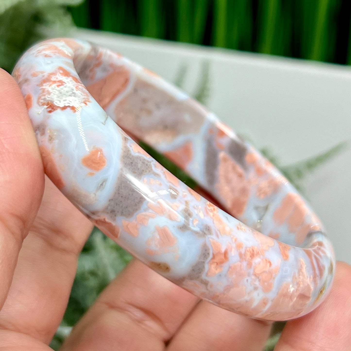 Pink Cotton Candy Druzy Agate Bangle Crystal Jewellery Gemstone 59mm