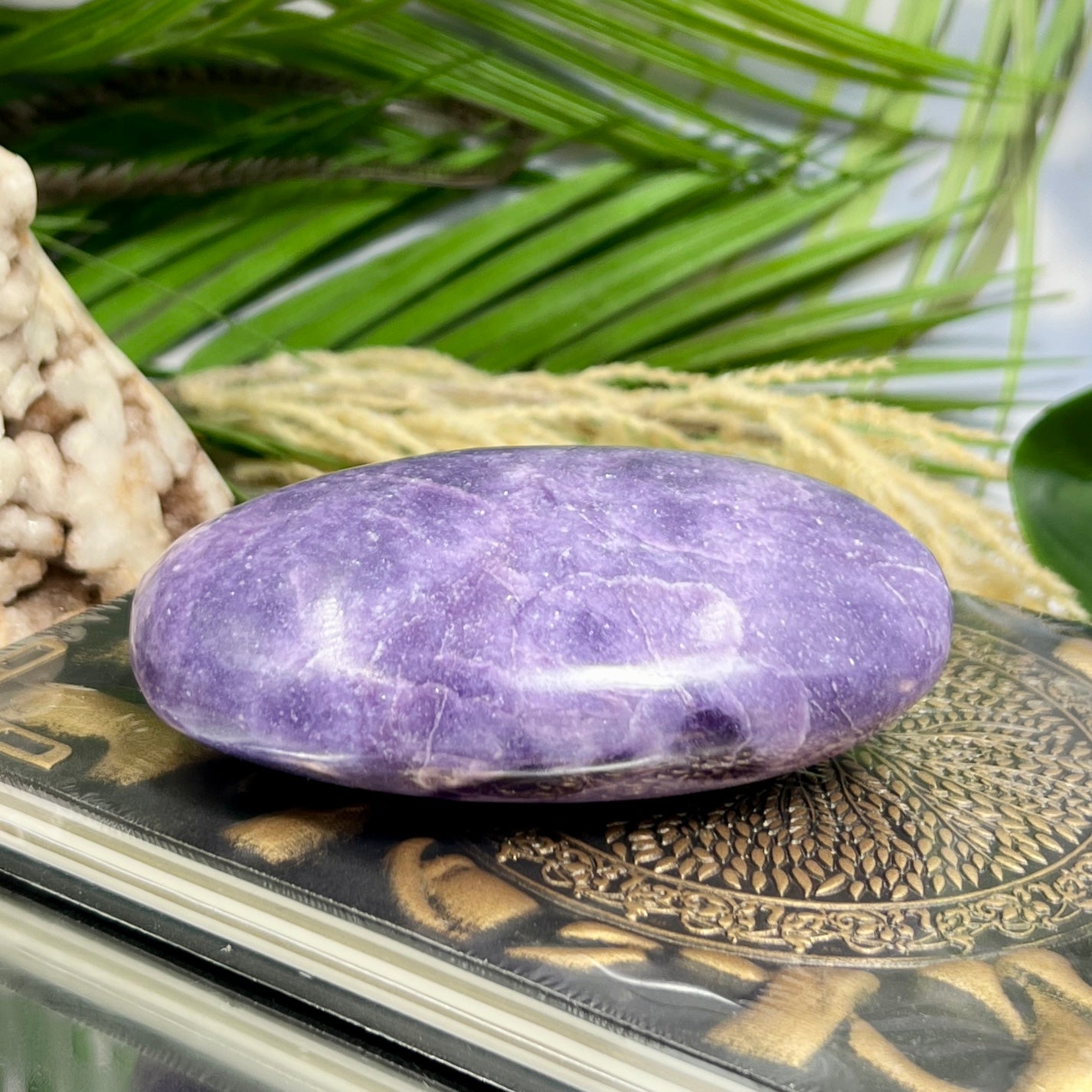 Lepidolite Purple Mica Extra Large Palm Stone Meditation Crystal 500g