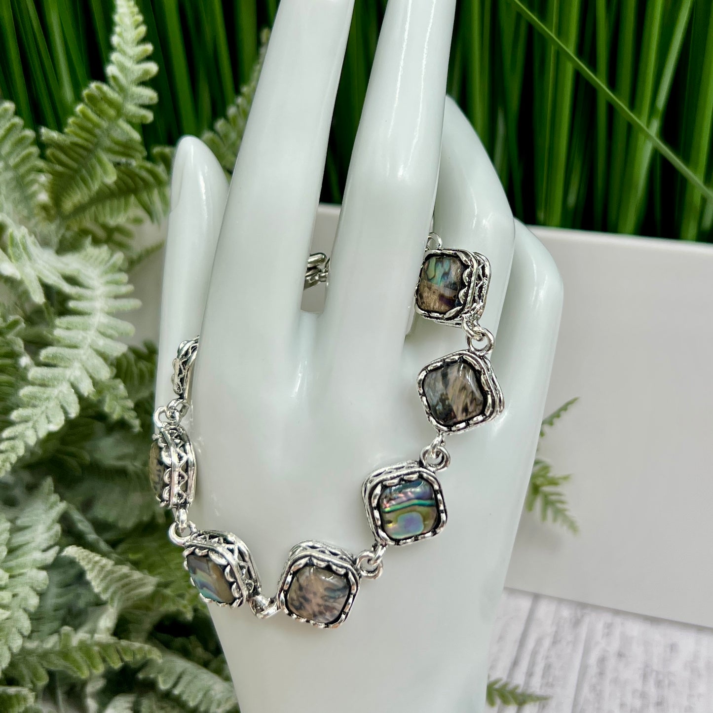 Abalone Shell Bracelet Wearable Crystals Gemstones 18.5cm-20.5cm