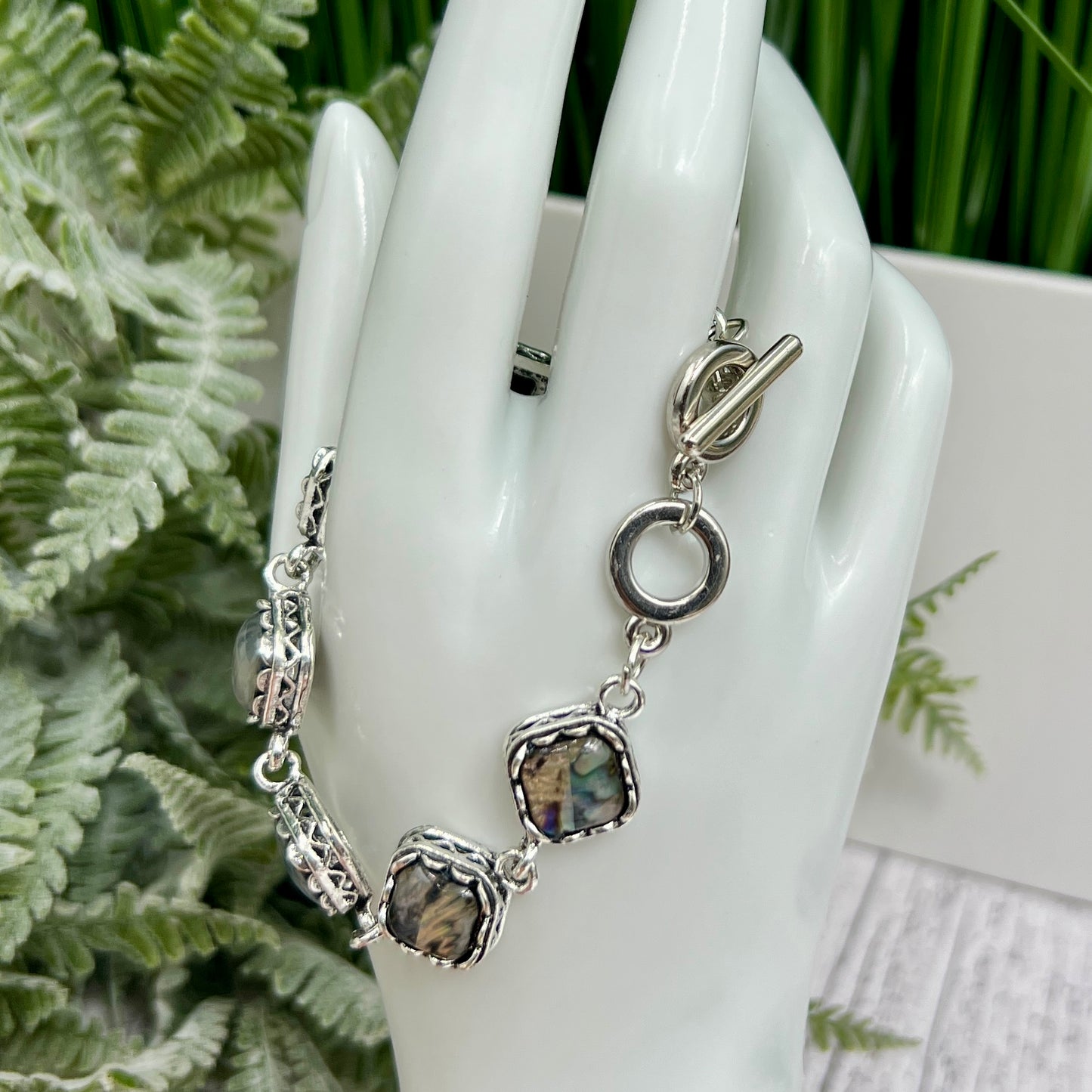 Abalone Shell Bracelet Wearable Crystals Gemstones 18.5cm-20.5cm