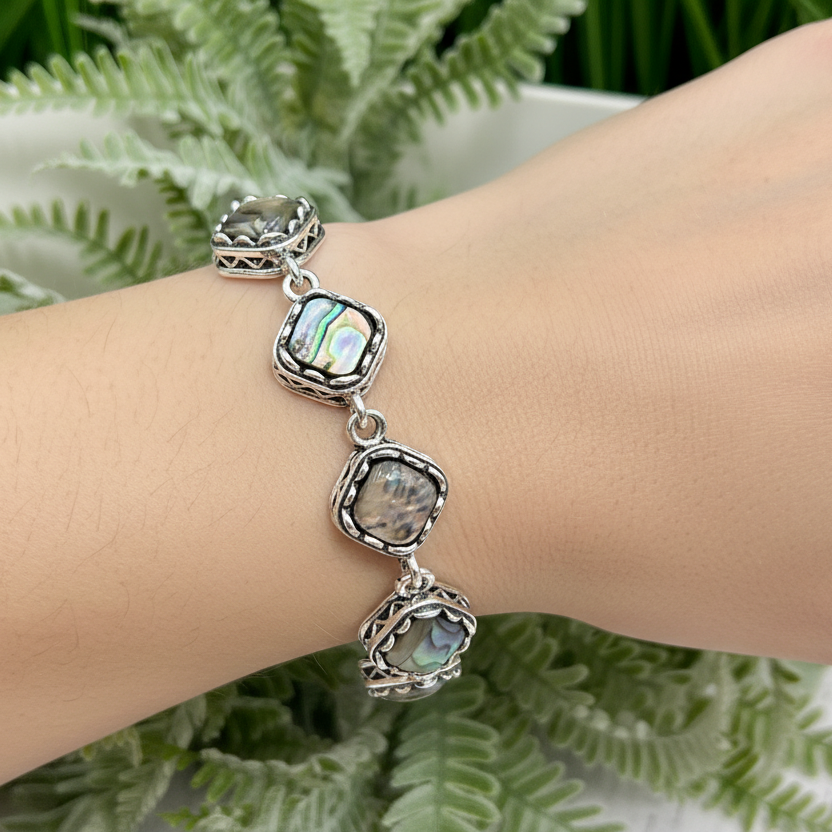 Abalone Shell Bracelet Wearable Crystals Gemstones 18.5cm-20.5cm Length