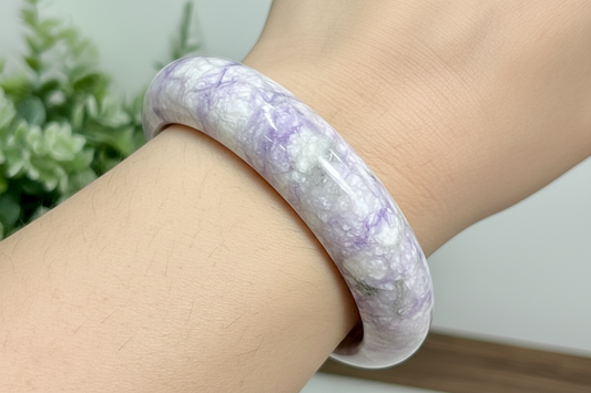 Purple Jade Bangle Crystal Jewellery Healing Gemstone 59mm Diameter