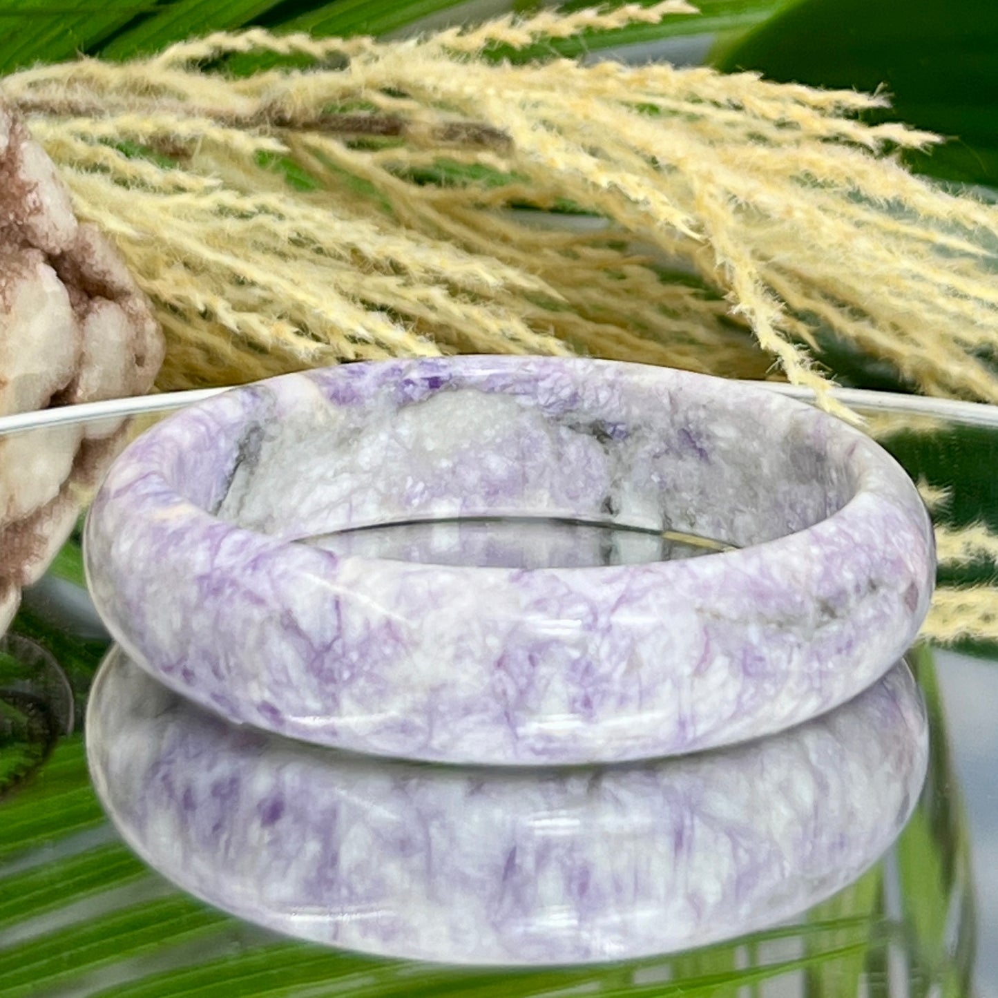 Purple Jade Bangle Crystal Jewellery Healing Gemstone 62mm Diameter