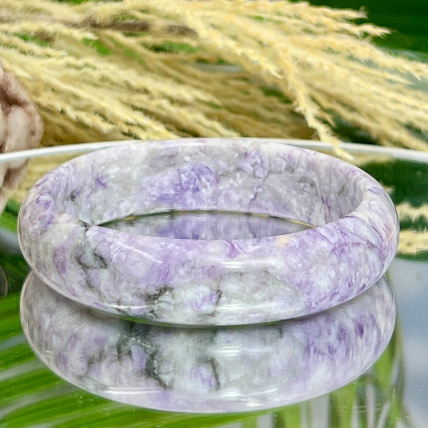 Purple Jade Bangle Crystal Jewellery Healing Gemstone 62mm Diameter