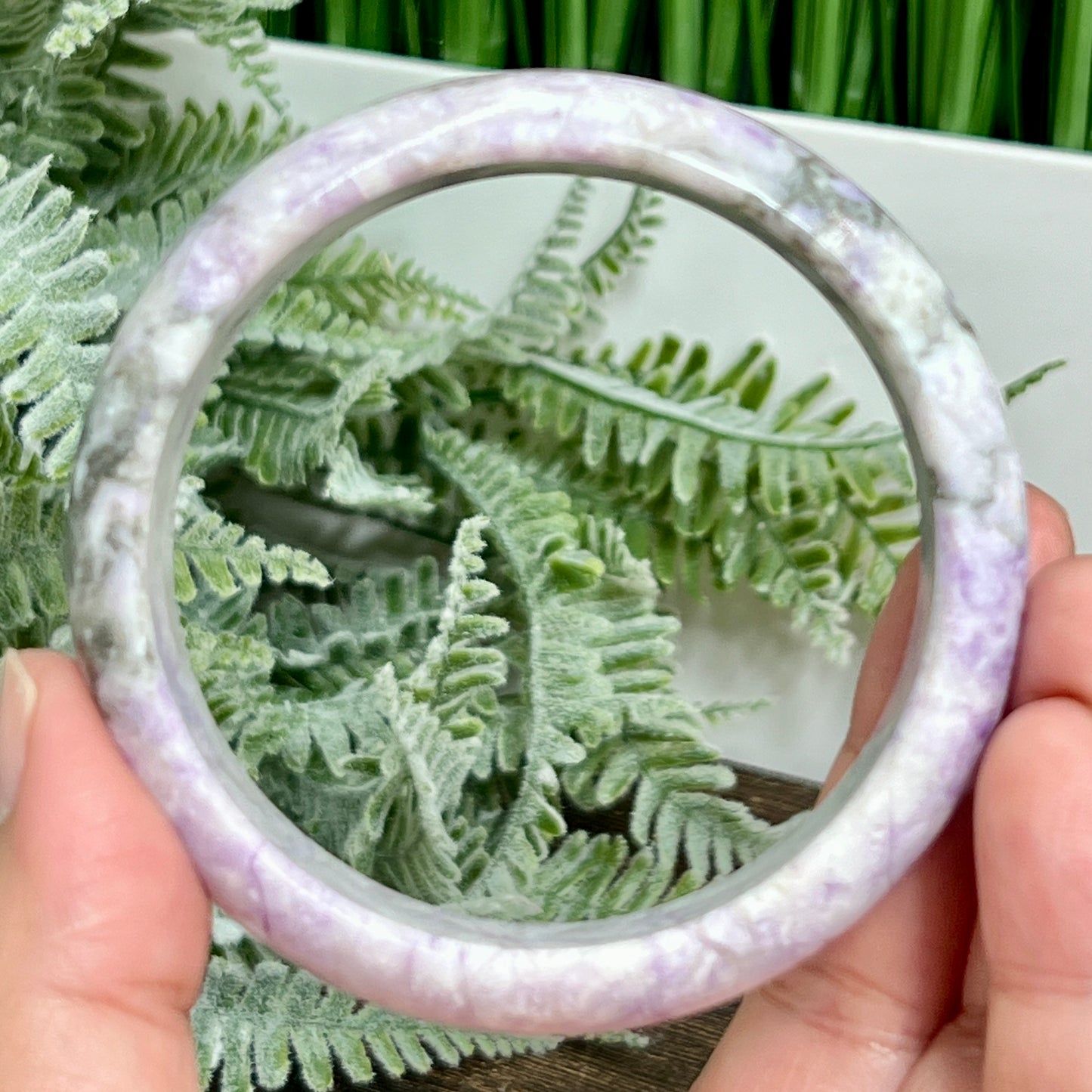 Purple Jade Bangle Crystal Jewellery Healing Gemstone 62mm Diameter