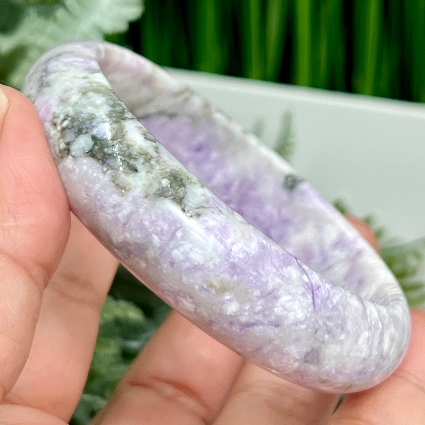 Purple Jade Bangle Crystal Jewellery Healing Gemstone 62mm Diameter