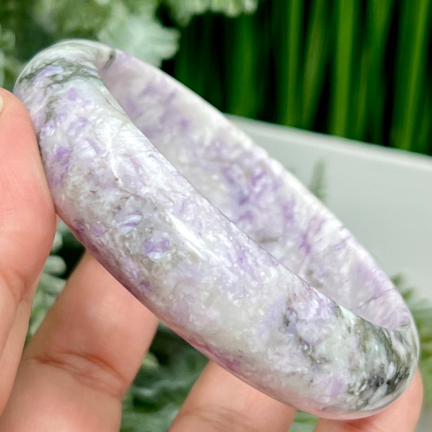 Purple Jade Bangle Crystal Jewellery Healing Gemstone 62mm Diameter
