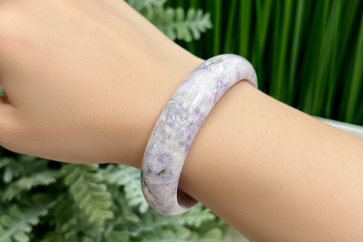 Purple Jade Bangle Crystal Jewellery Healing Gemstone 62mm Diameter