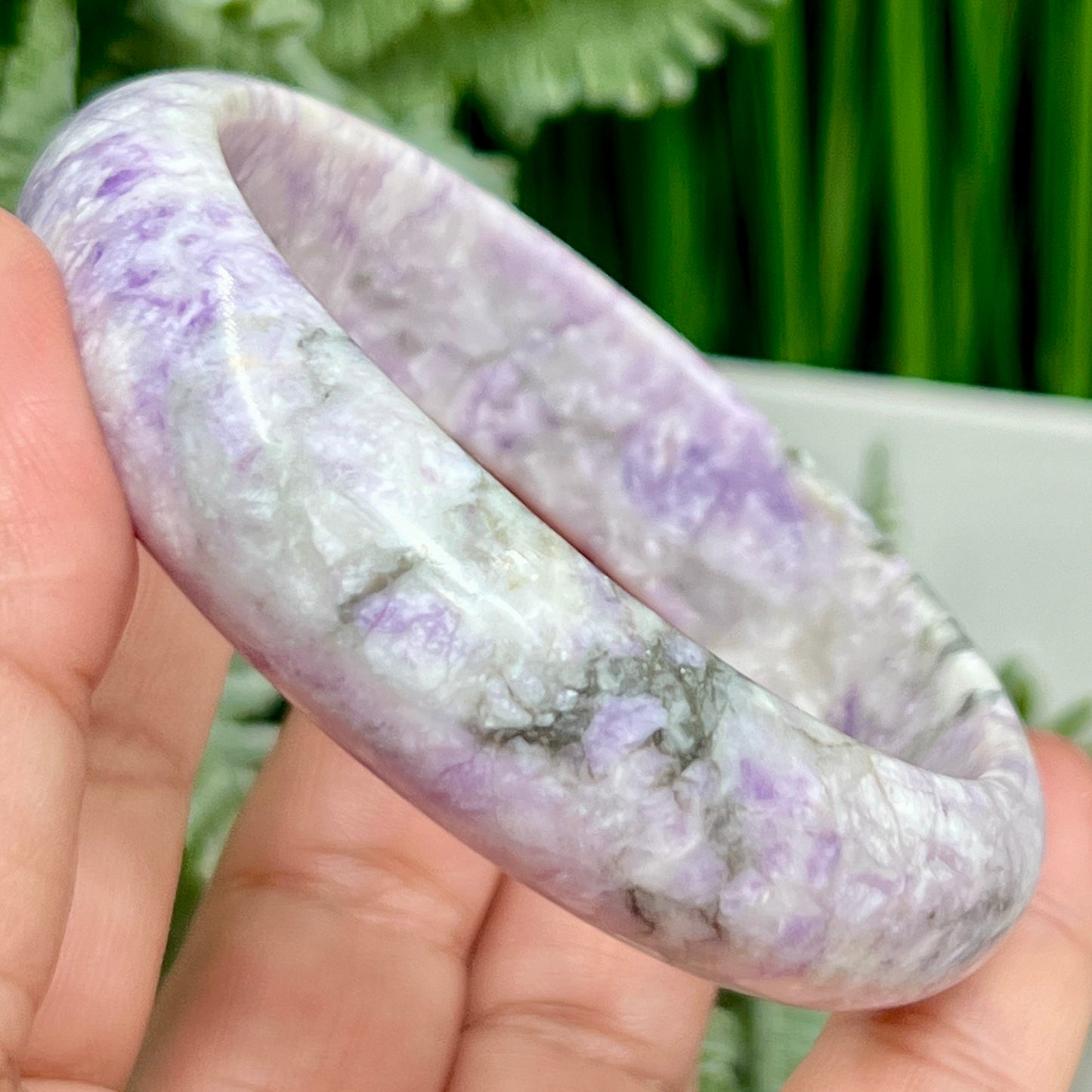 Purple Jade Bangle Crystal Jewellery Healing Gemstone 62mm Diameter