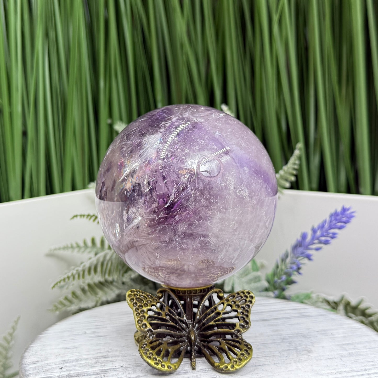 Amethyst Quartz Sphere Natural Stone for Spirituality High Quality Crystal Ball 621g 76mm