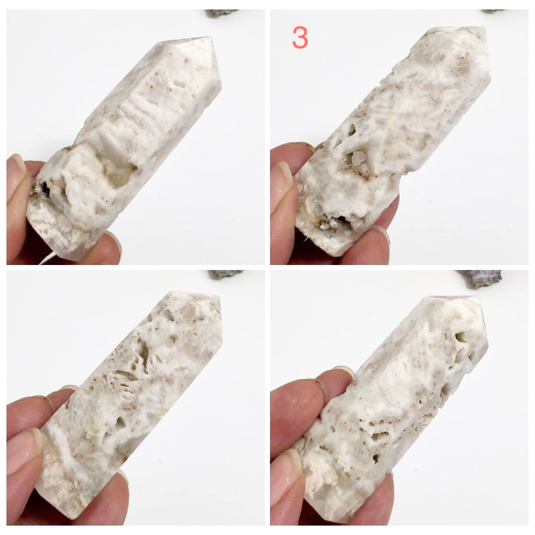 Druzy White Agate Points Towers Crystals YOU CHOOSE
