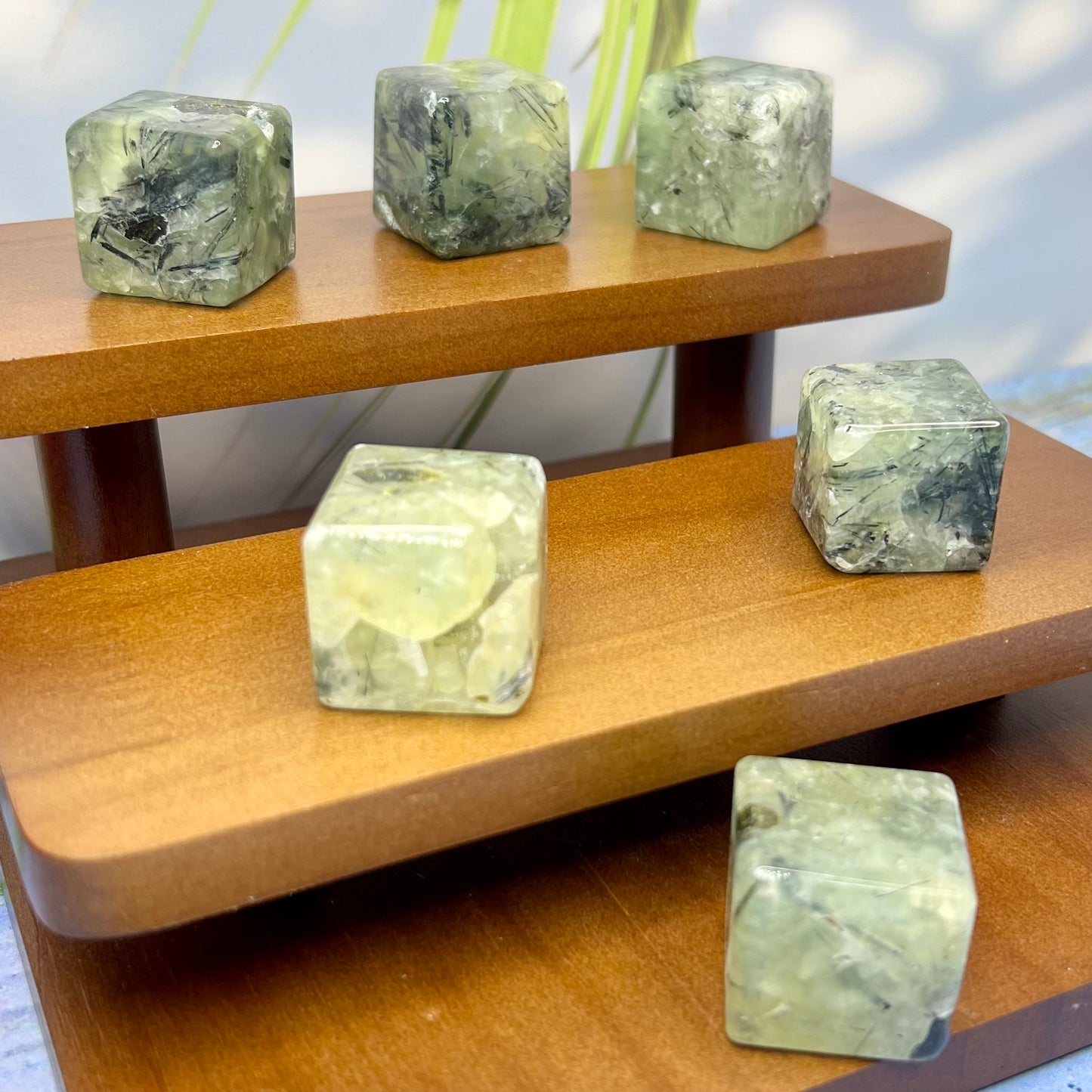 Prehnite with Epidote Cubes Crystal Carving YOU CHOOSE