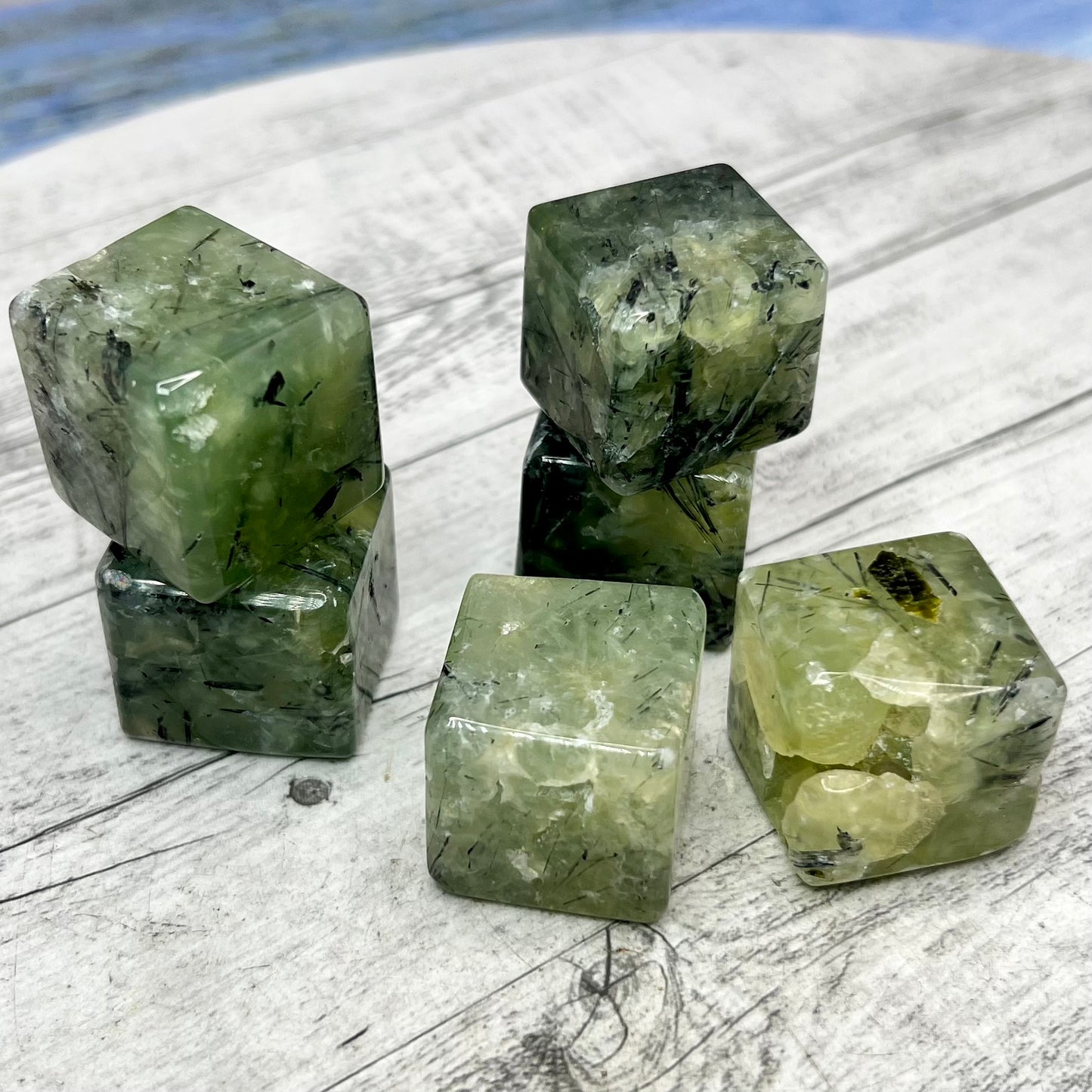 Prehnite with Epidote Cubes Crystal Carving YOU CHOOSE