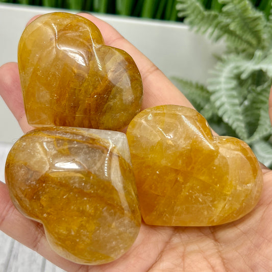Golden Healer Quartz Hearts High Quality Crystal Carvings YOU CHOOSE
