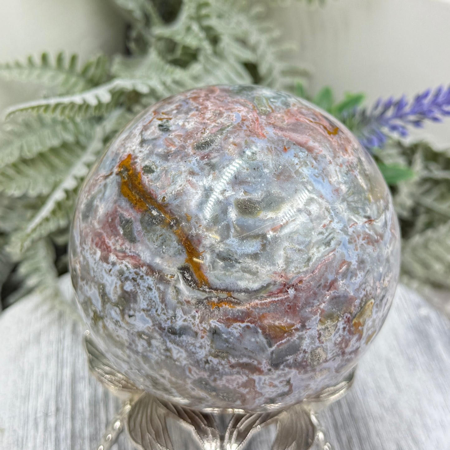 Ocean Sea Jasper Sphere Crystal Ball 754g 83mm Diameter