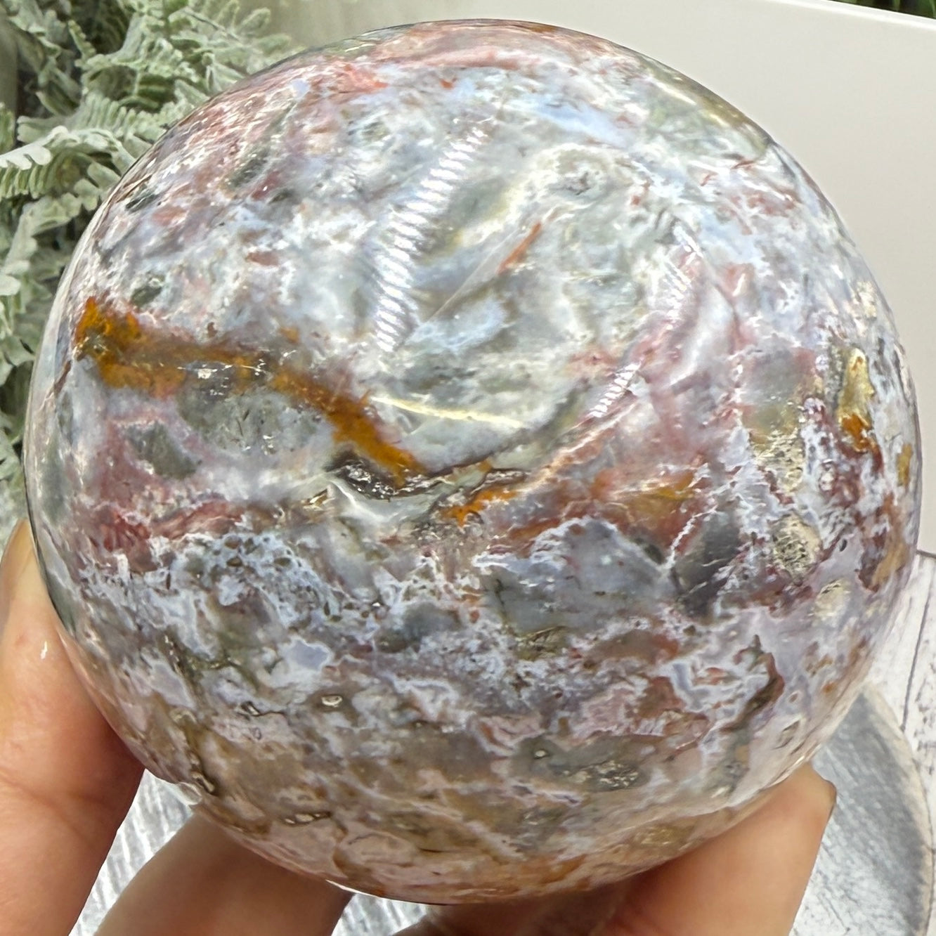 Ocean Sea Jasper Sphere Crystal Ball 754g 83mm Diameter