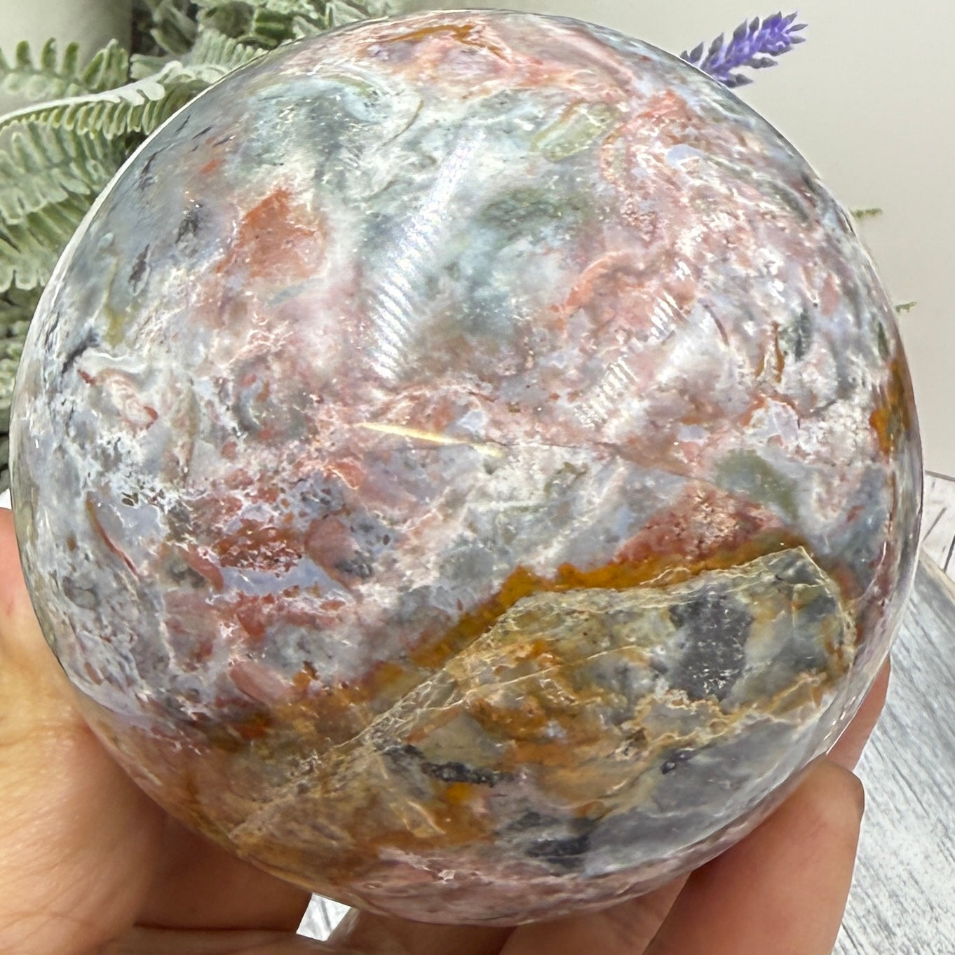 Ocean Sea Jasper Sphere Crystal Ball 754g 83mm Diameter