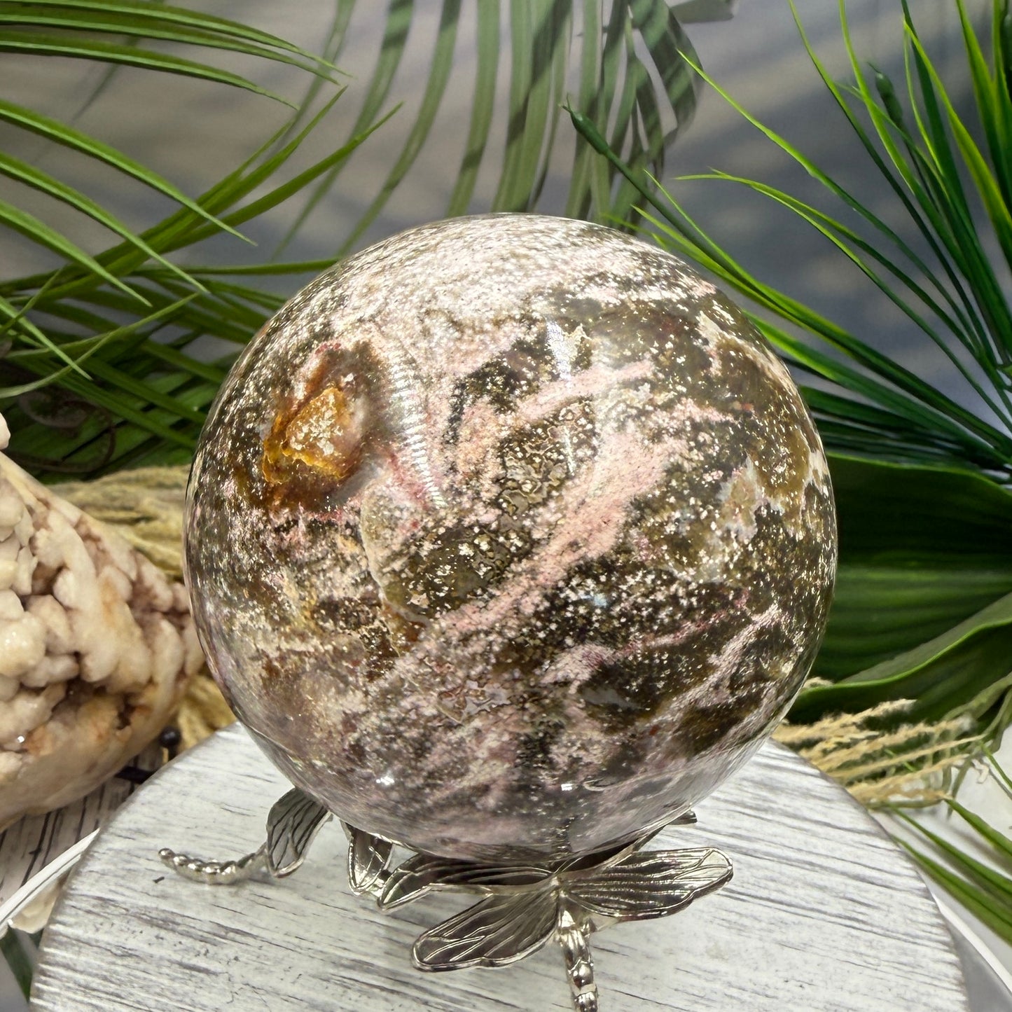 Ocean Sea Jasper Sphere Crystal Ball 1042g 92mm Diameter