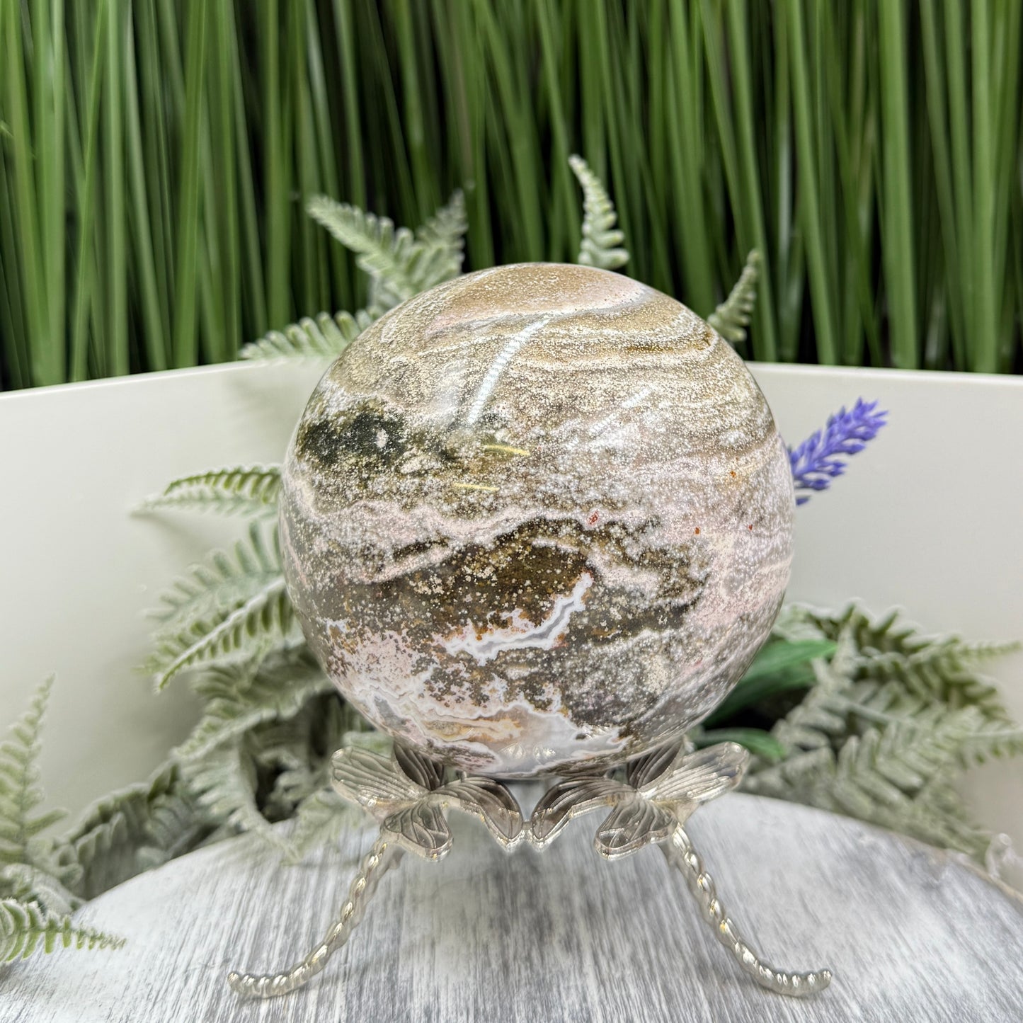 Ocean Sea Jasper Sphere Crystal Ball 1042g 92mm Diameter