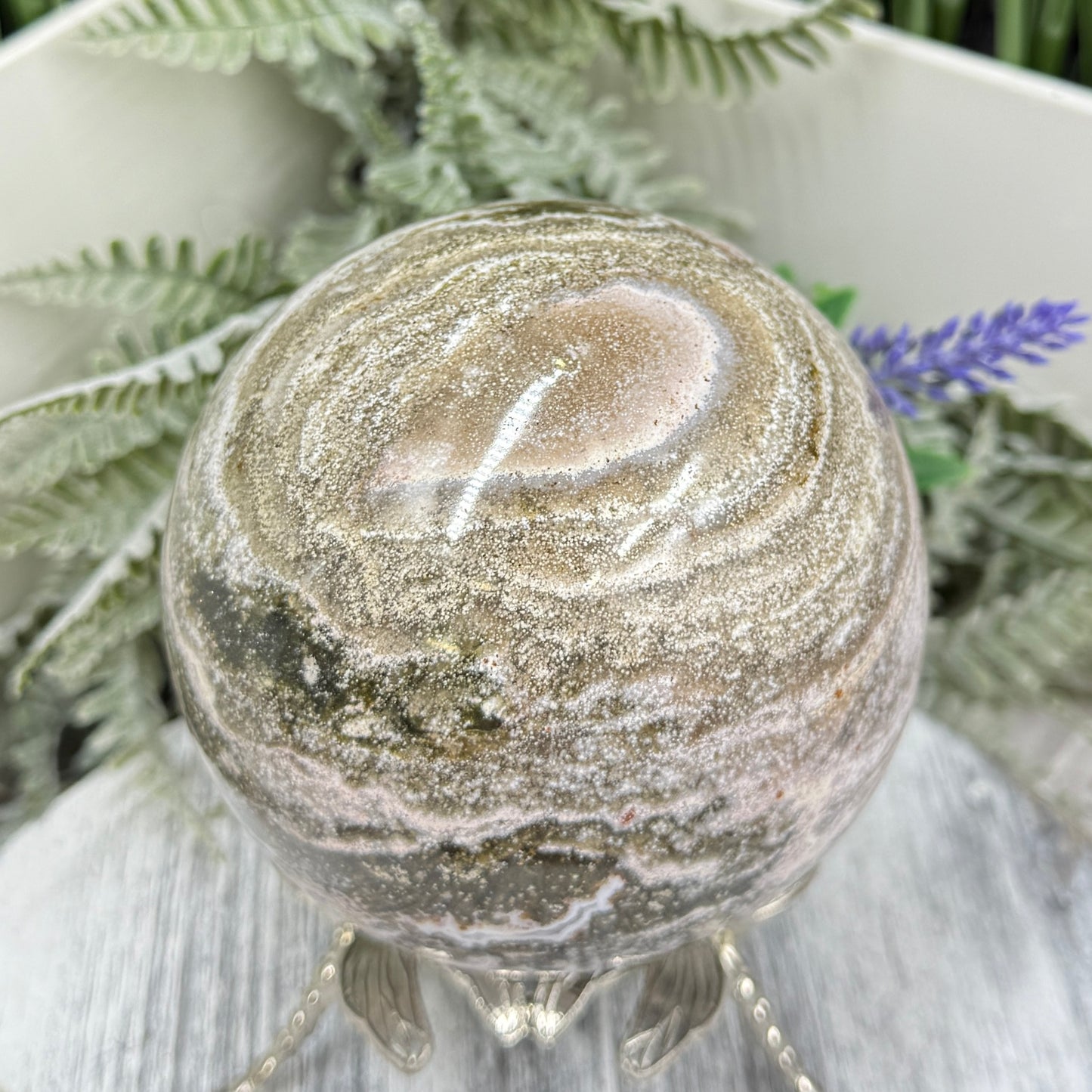 Ocean Sea Jasper Sphere Crystal Ball 1042g 92mm Diameter